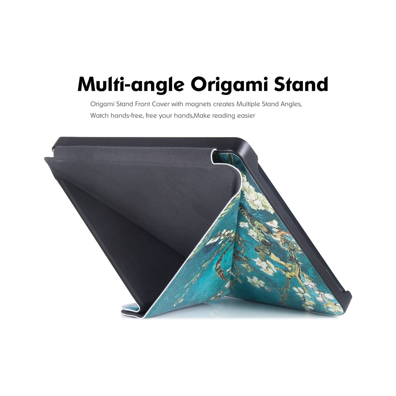 B Kobo Libra 2 Case - Premium PU Leather Origami Stand Protective Cover with Auto Wake/Sleep (Apricot Blossom)