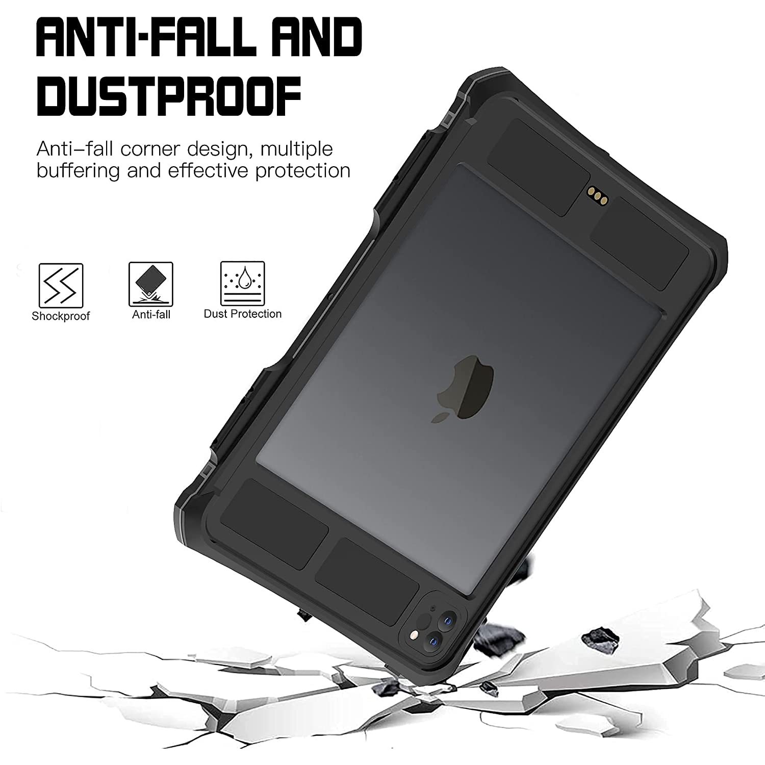 2020/2021,Full-Body Protective Case,Magnetic Pencil Holder,External Keyboard Interface,IP68 Waterproof Dustproof Shockproof iPad Pro 11 Inch Case