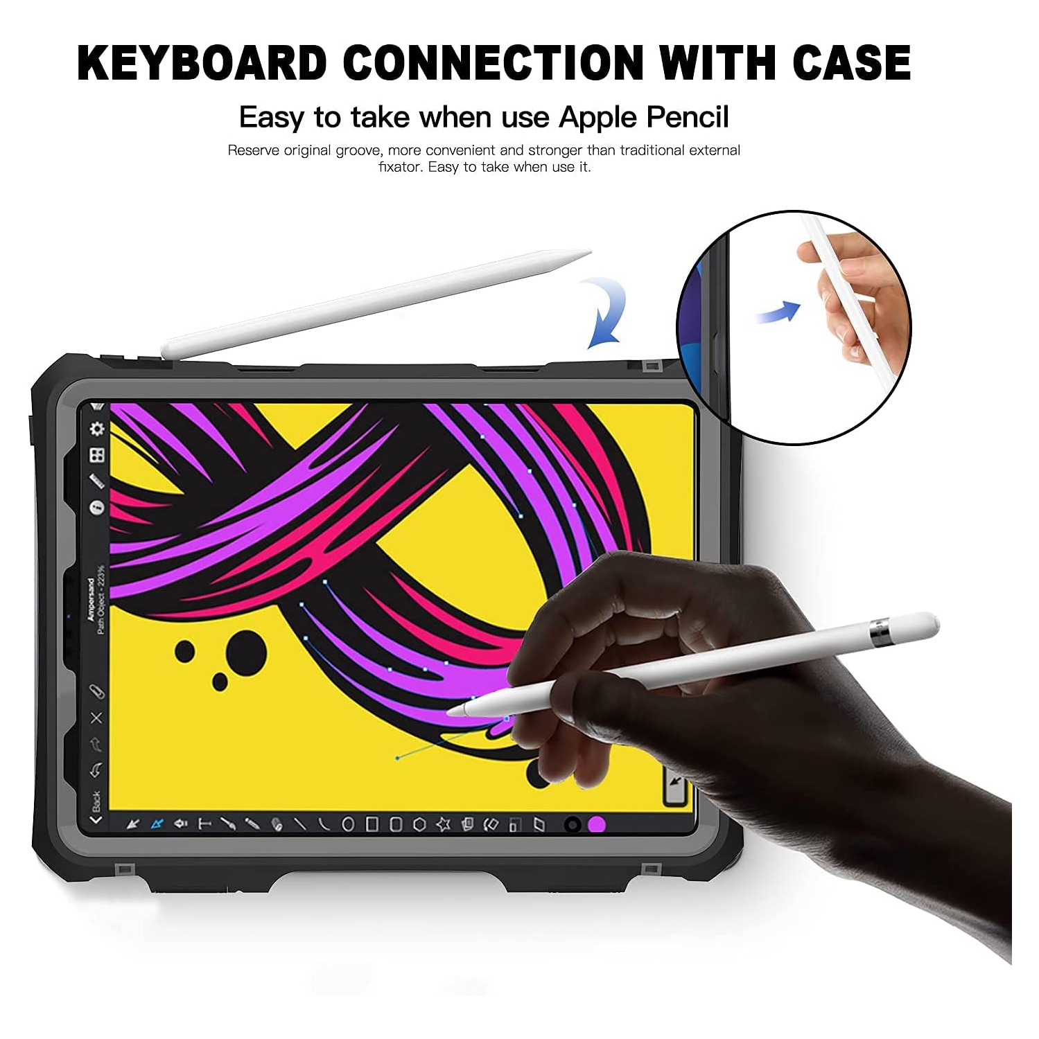 2020/2021,Full-Body Protective Case,Magnetic Pencil Holder,External Keyboard Interface,IP68 Waterproof Dustproof Shockproof iPad Pro 11 Inch Case