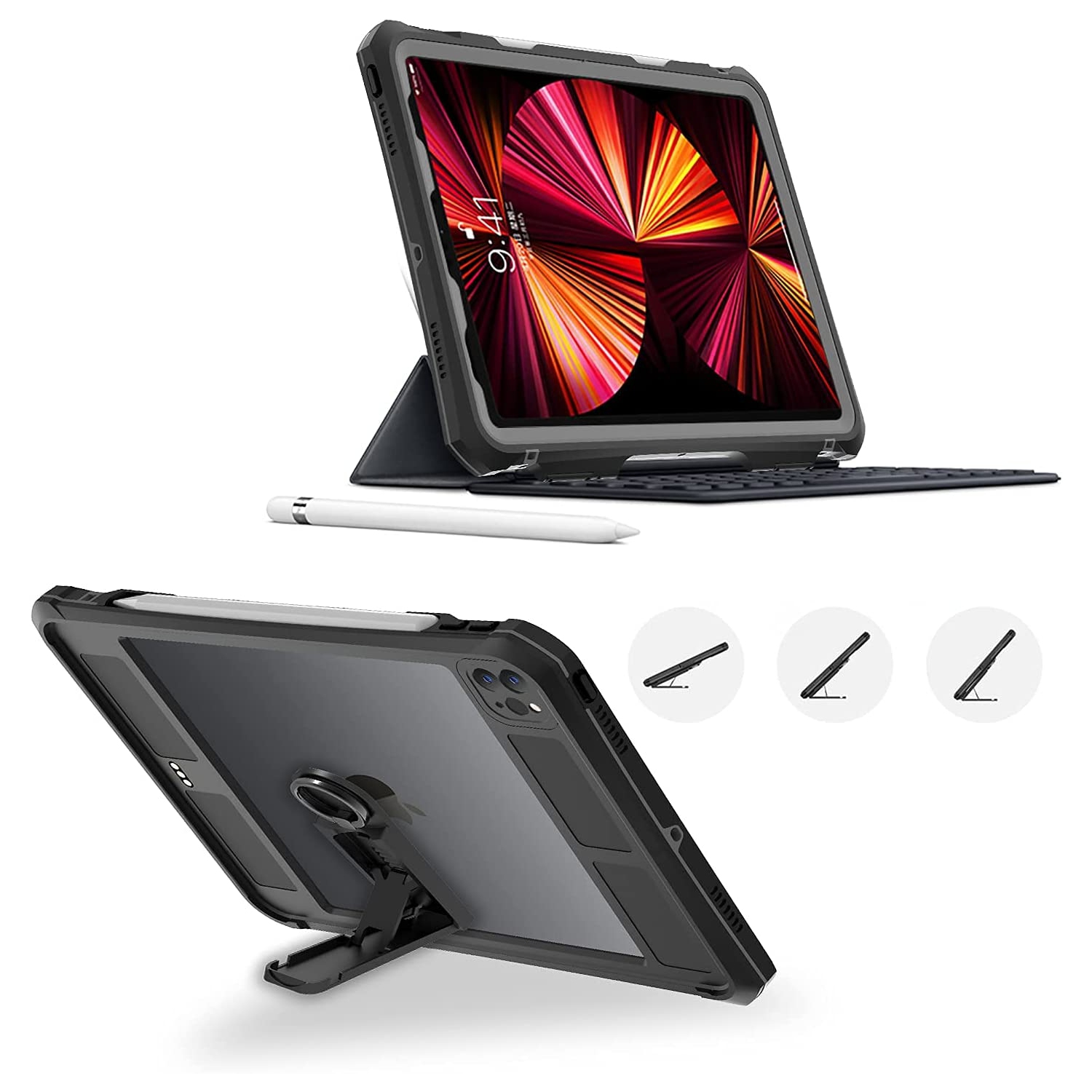 2020/2021,Full-Body Protective Case,Magnetic Pencil Holder,External Keyboard Interface,IP68 Waterproof Dustproof Shockproof iPad Pro 11 Inch Case