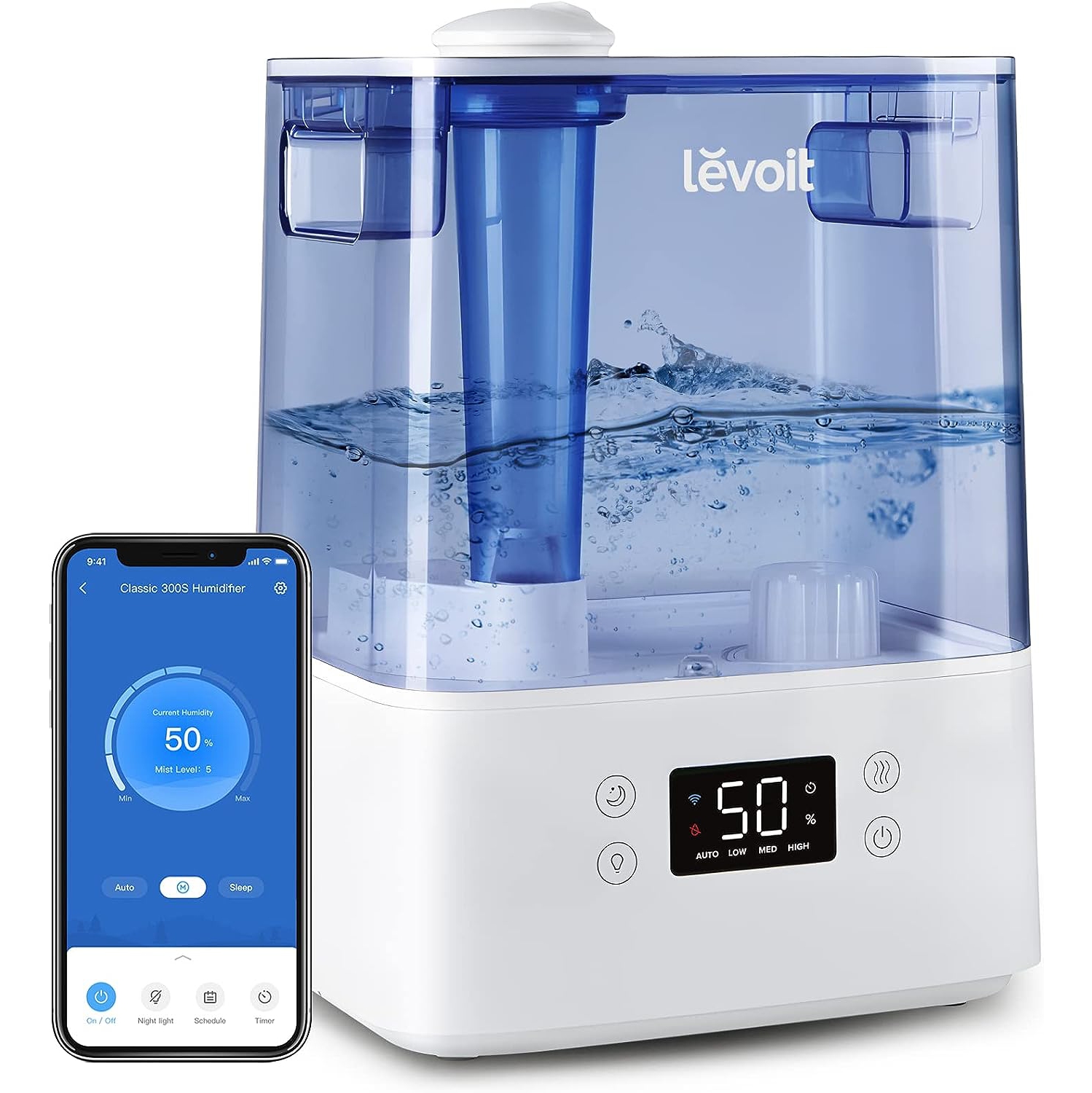 LEVOIT Humidifier for Bedroom Large Room Home, Smart WiFi Alexa Control, 6L Top Fill Cool Mist Humidifiers for Plants, Baby, Ultrasonic, Essential Oil Tray, Auto Mode, Night Light,