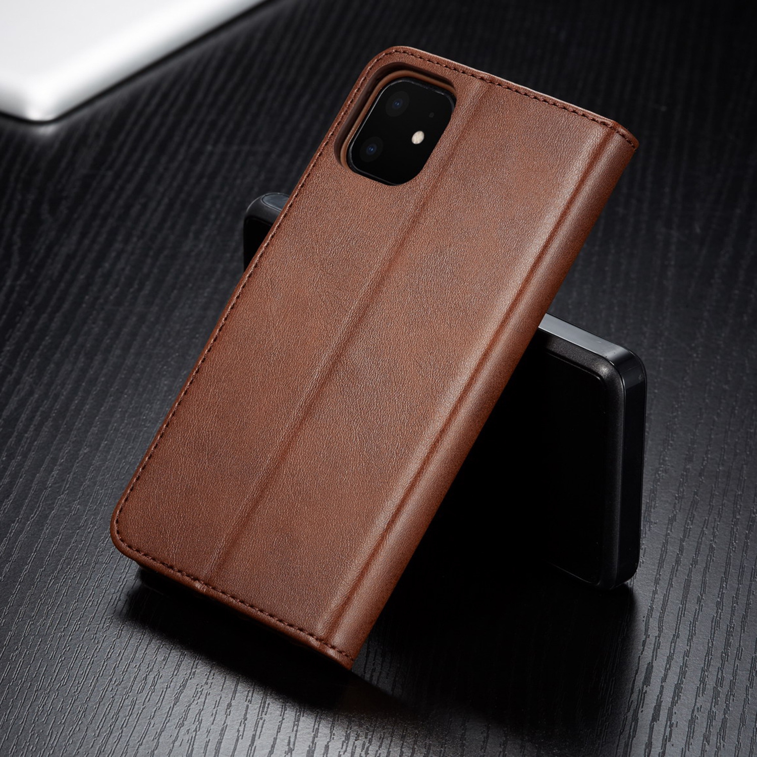 ( KeeGuard) Brown iPhone 14 Plus Wallet case cover Flip Leather Credit Card Slot Holder Stand Folio Case