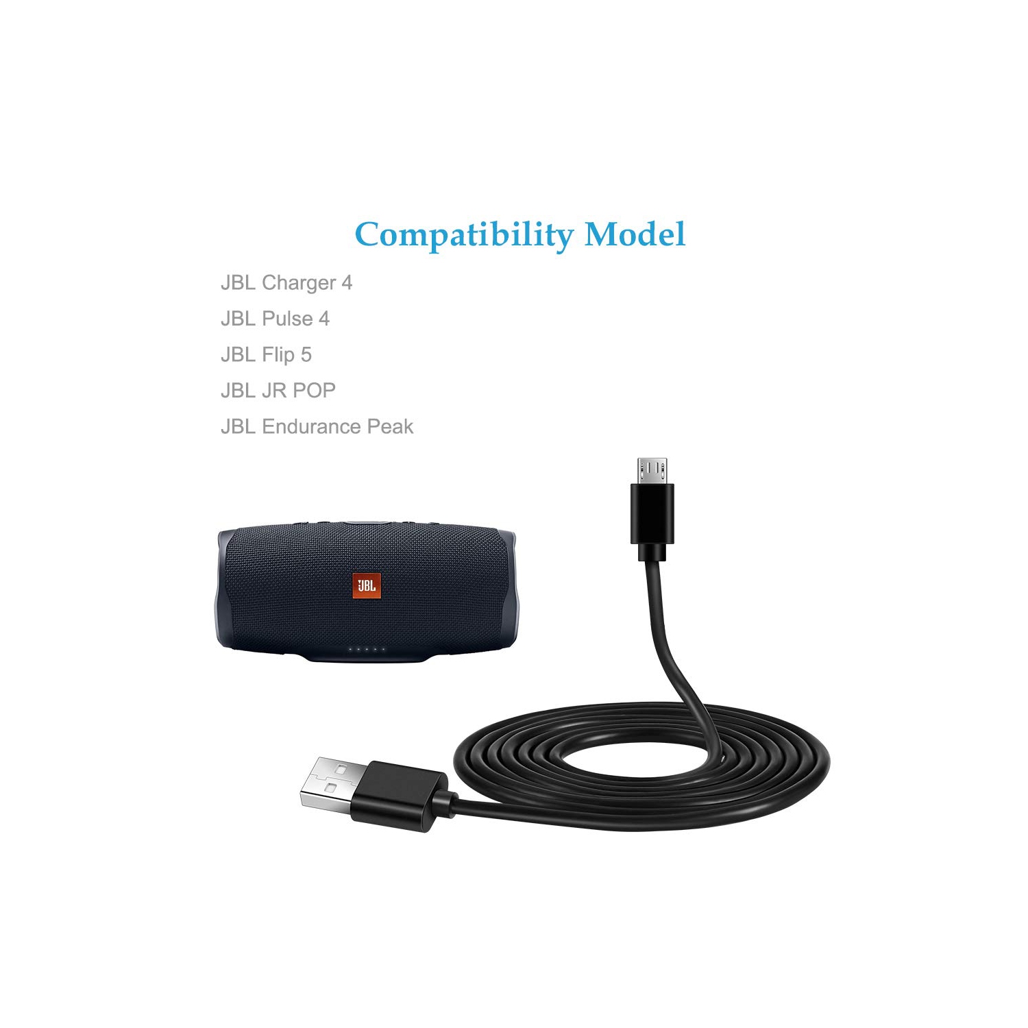 USB Type C Charging Cable Compatible with JBL Charge 4, JBL Pulse 4, JBL Flip 5, JRPOP Speaker, Endurance Peak Wireless
