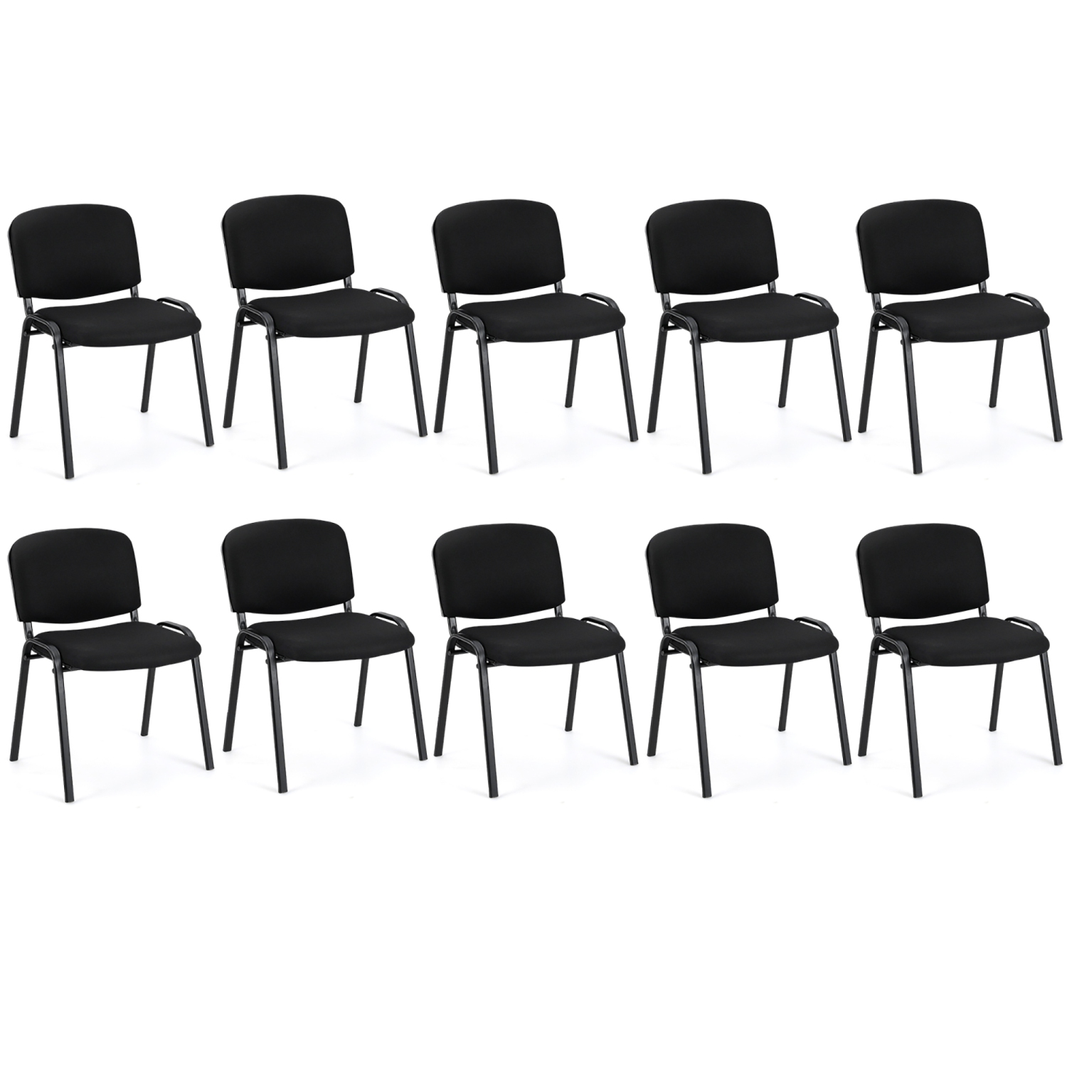 Gymax Set of 10 Stackable Mid Back Conference Guest Reception Chair Office Home