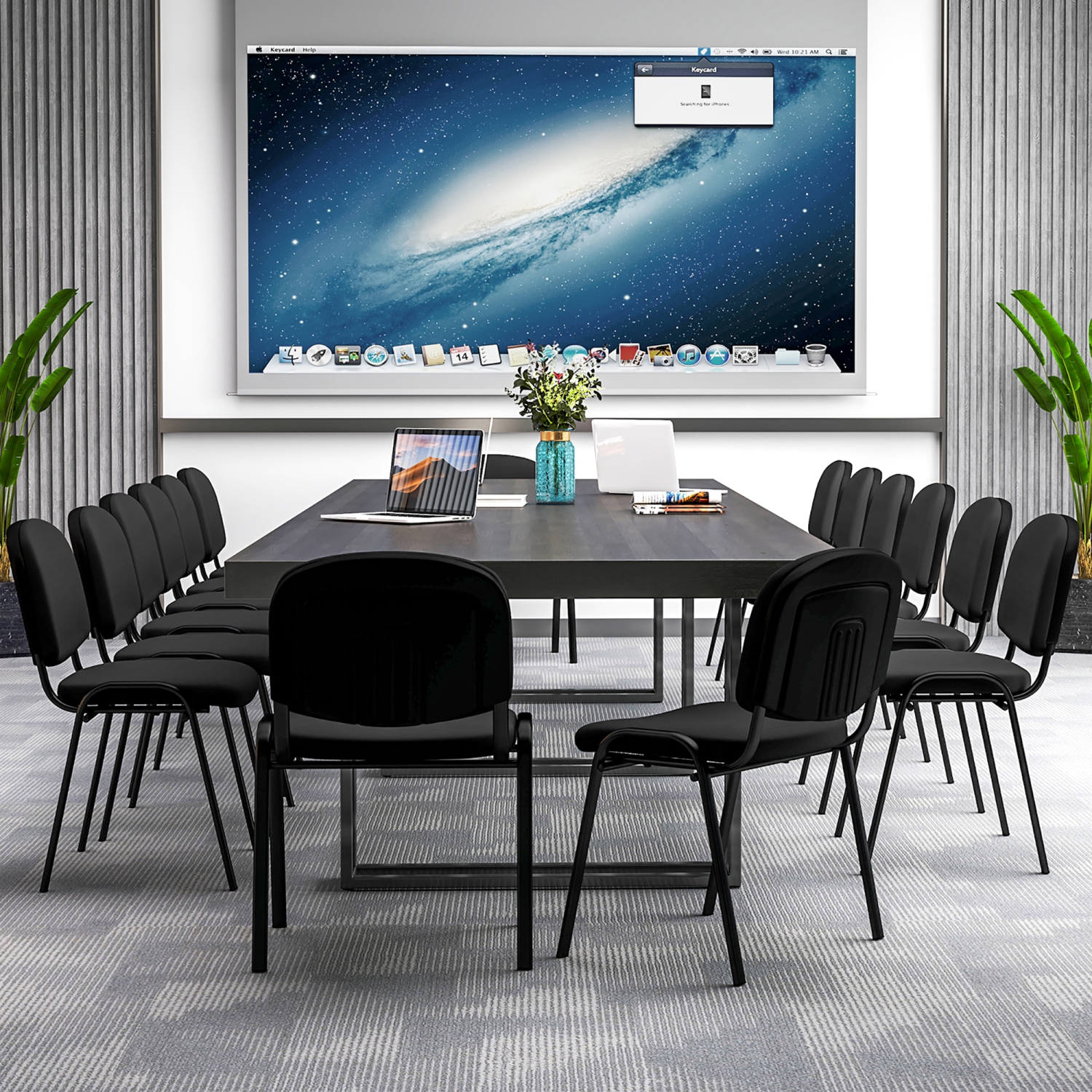 Gymax Set of 10 Stackable Mid Back Conference Guest Reception Chair Office Home