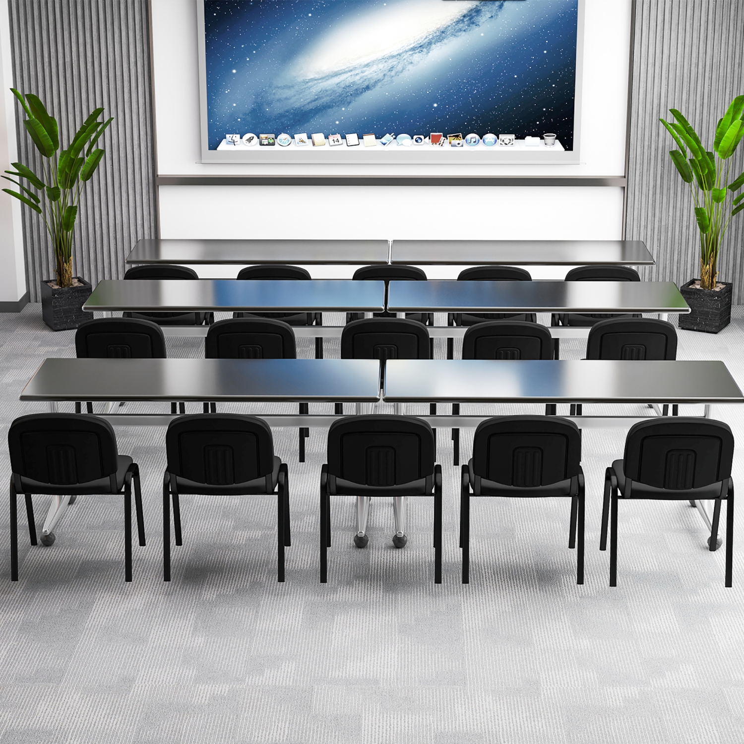 Gymax Set of 10 Stackable Mid Back Conference Guest Reception Chair Office Home