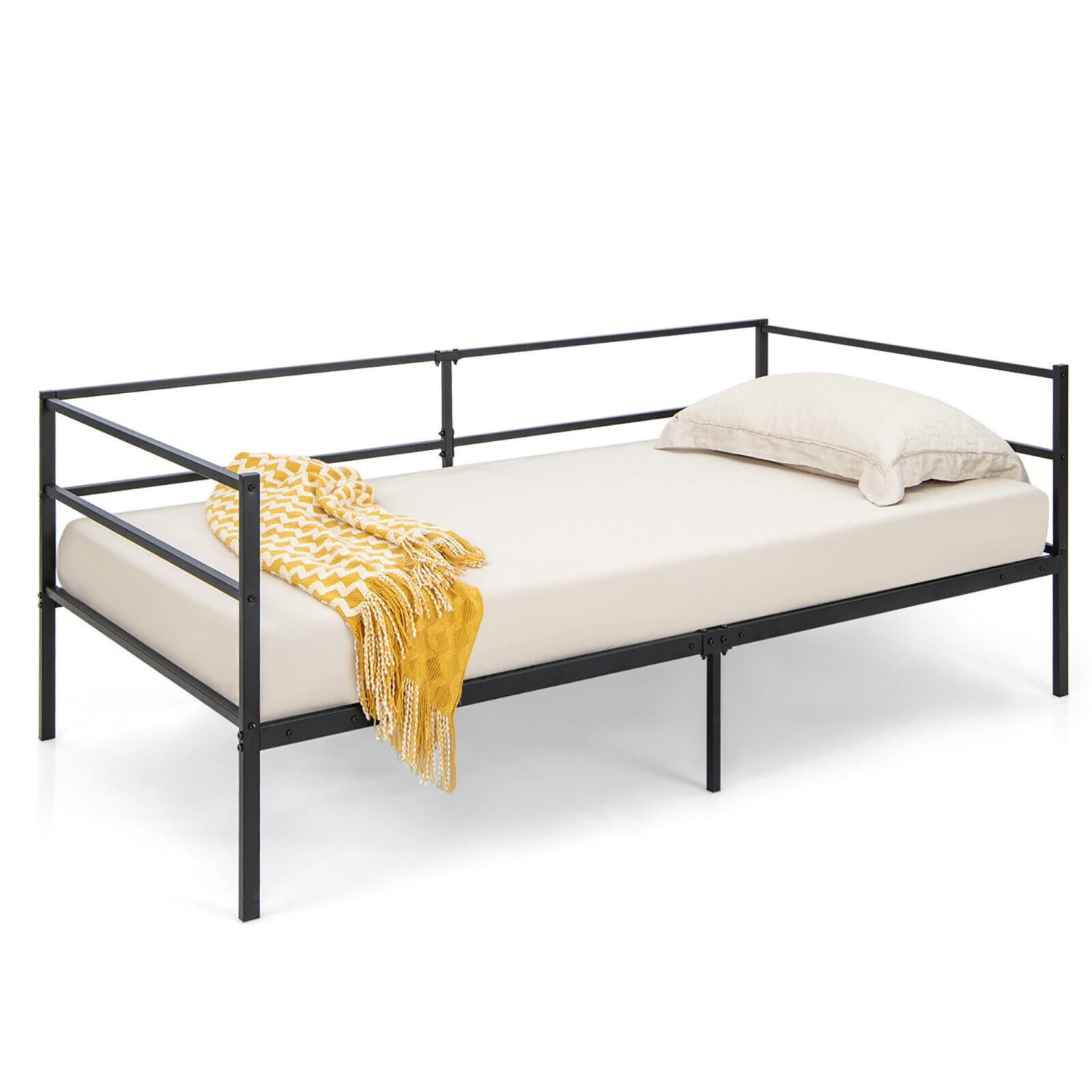 Gymax Twin Metal Daybed Frame Dual-use Platform Sofa Bed for Living Room Bedroom
