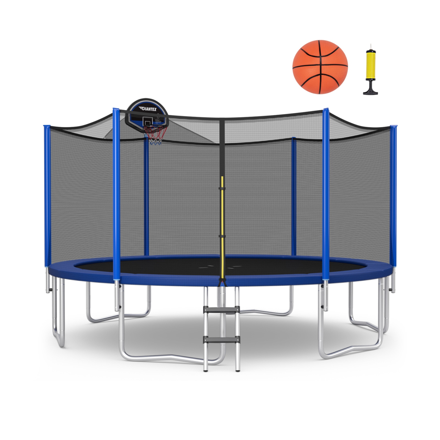 Trampoline 12FT 14FT 15FT 16FT de Topbuy avec trampoline de basketball d'extérieur avec filet de protection et échelle