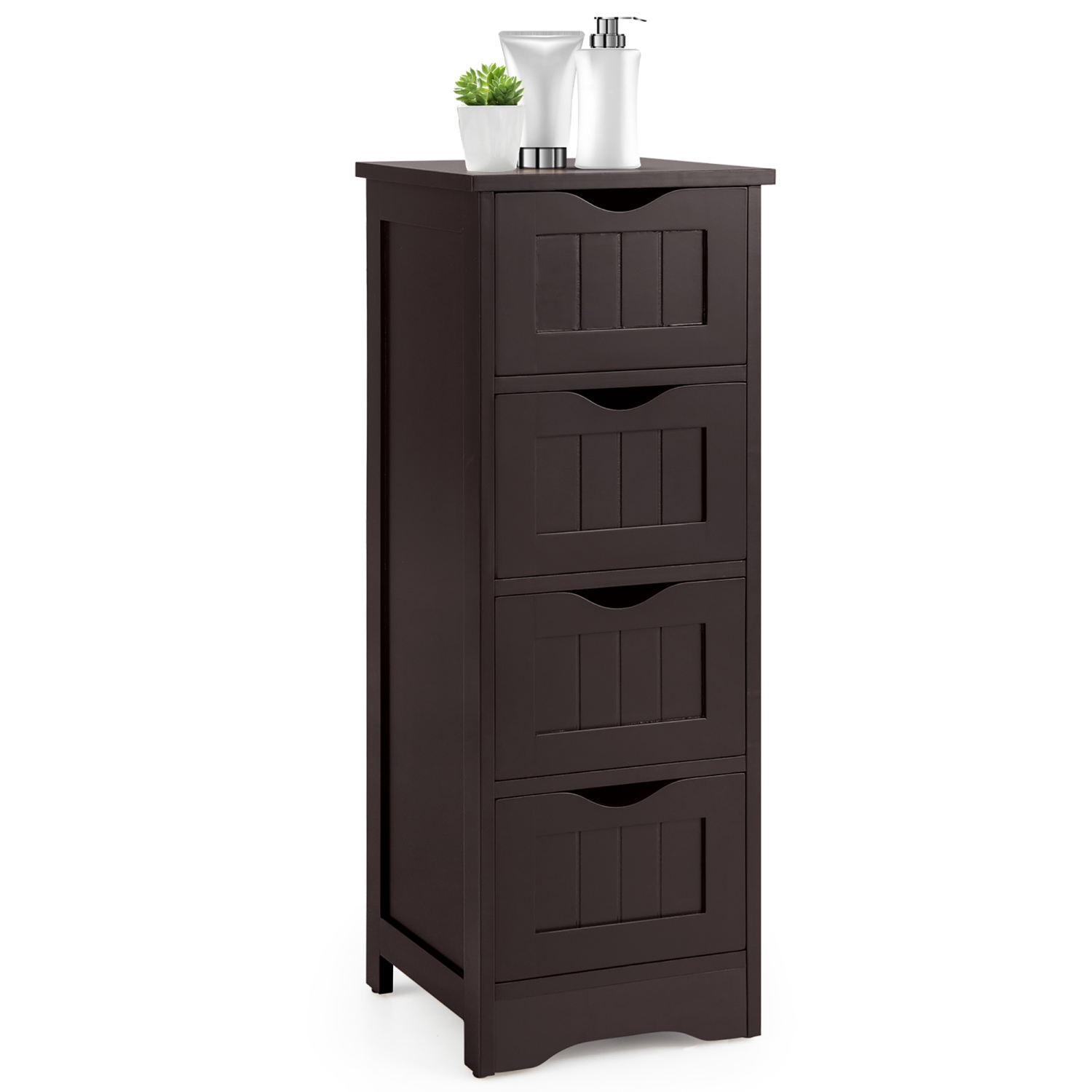 Costway 4-Drawer Bathroom Floor Cabinet Free Standing Storage Side Organizer
