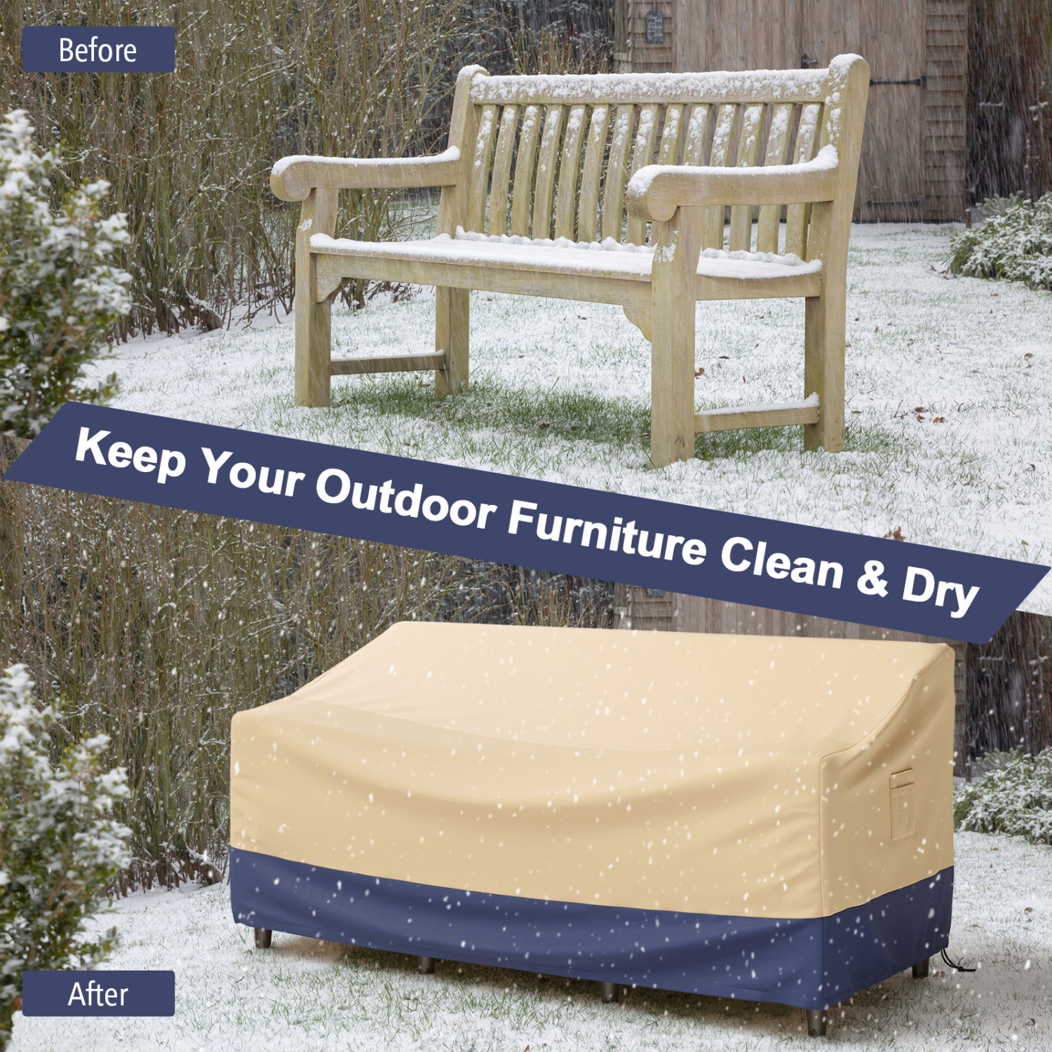 Topbuy 77"W x 43"D x 30"H Patio 3-Seater Sofa Cover Outdoor Deep Sofa Cover w/ Handles & Air Vents Heavy Duty Patio Bench Cover