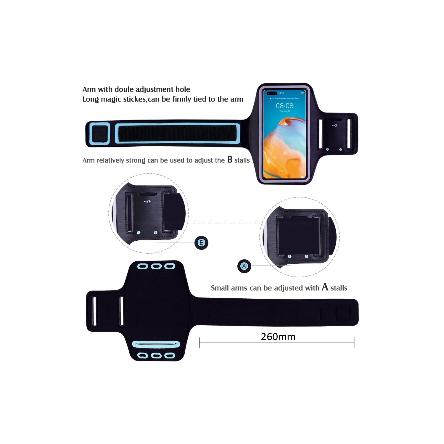 Brassard De Sport étanche Pour Téléphone - Taille Ajustable, écran Tactile Accessible - Pour Running, Vélo, Gym