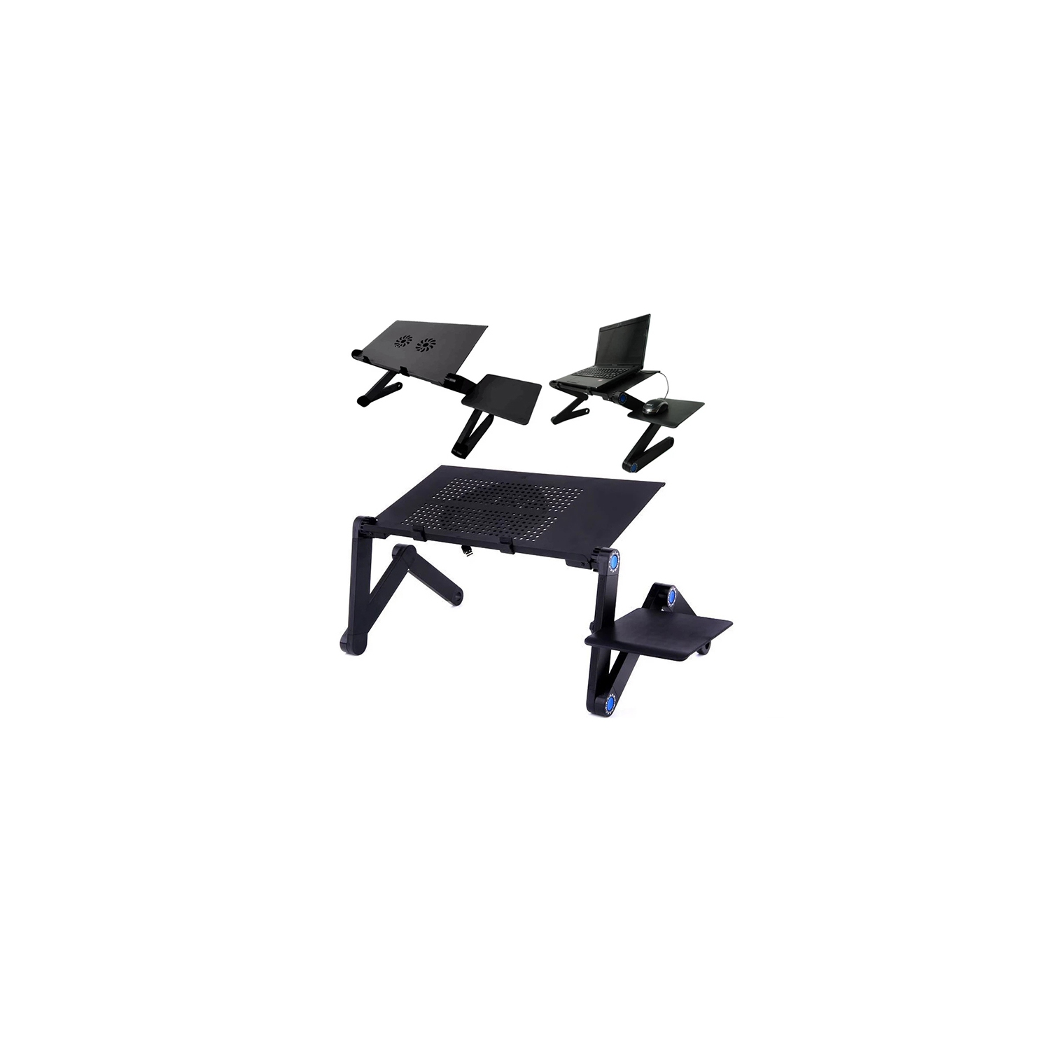 Adjustable Standing Laptop Desk Stand Table Portable Aluminum Lap Riser Holder with Dual-Cooling Fans for Bed Couch Sofa