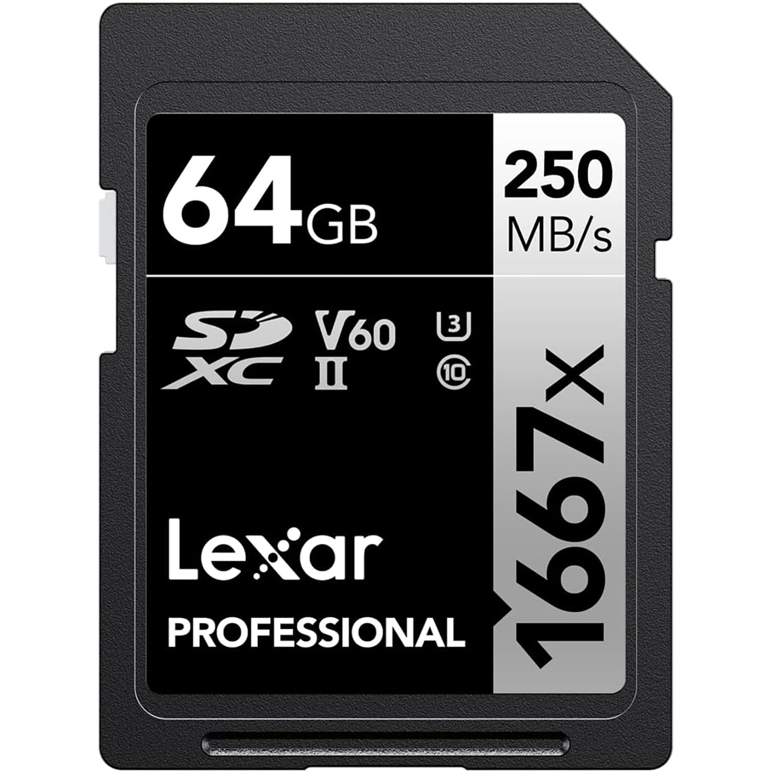 Lexar – Carte professionnelle SDXC UHS-II/U3 1667X, lecture 250&nbsp;Mo/s, capacité 64&nbsp;Go