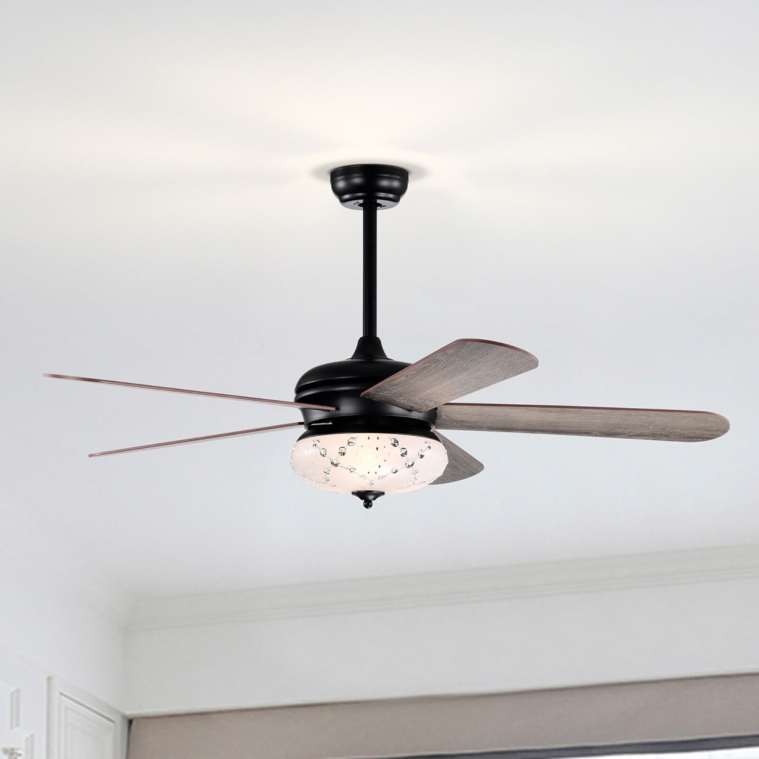 Gymax 52'' Retro Ceiling Fan w/ Remote Control 3 Wind Speeds & 5 Reversible Blades