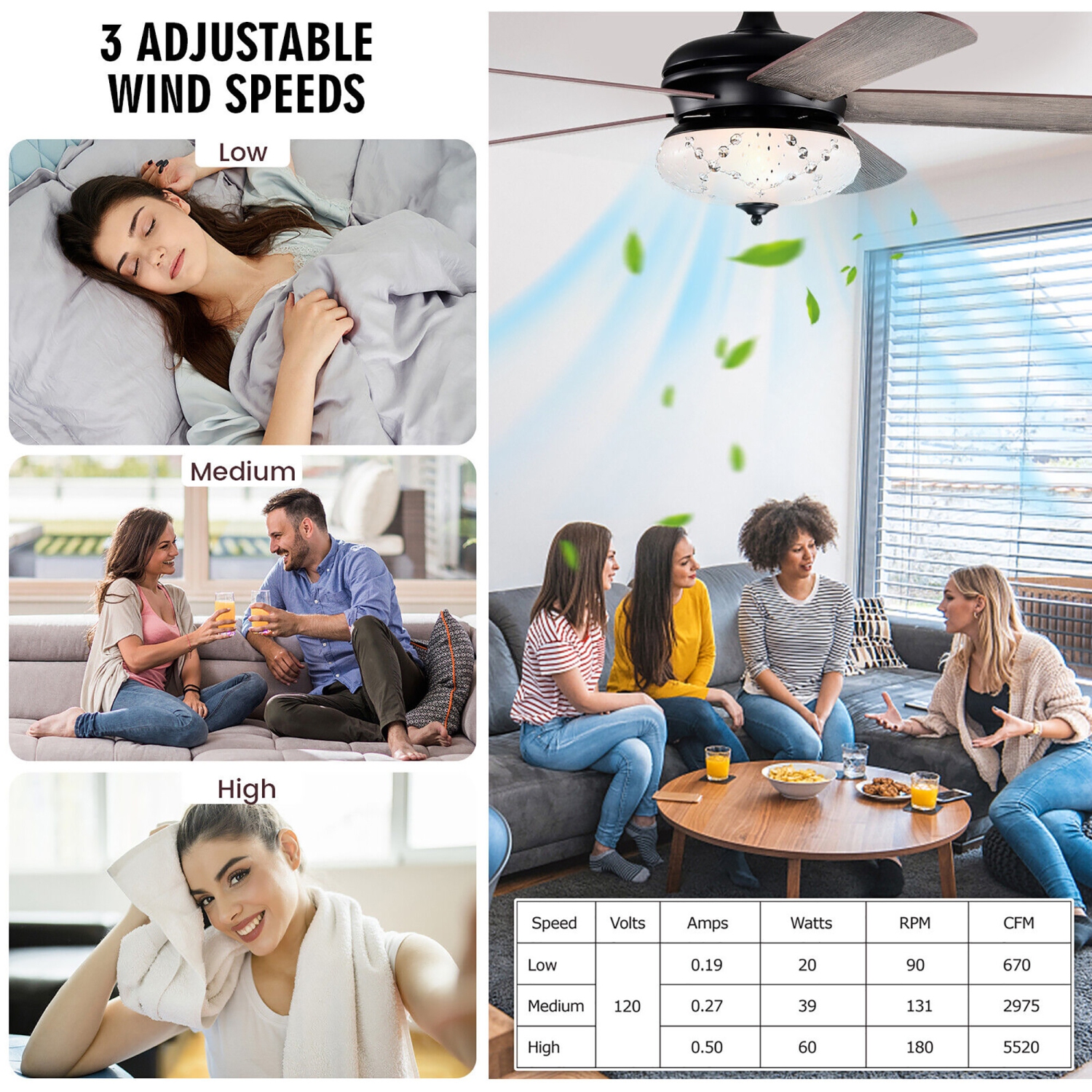 Gymax 52'' Retro Ceiling Fan w/ Remote Control 3 Wind Speeds & 5 Reversible Blades
