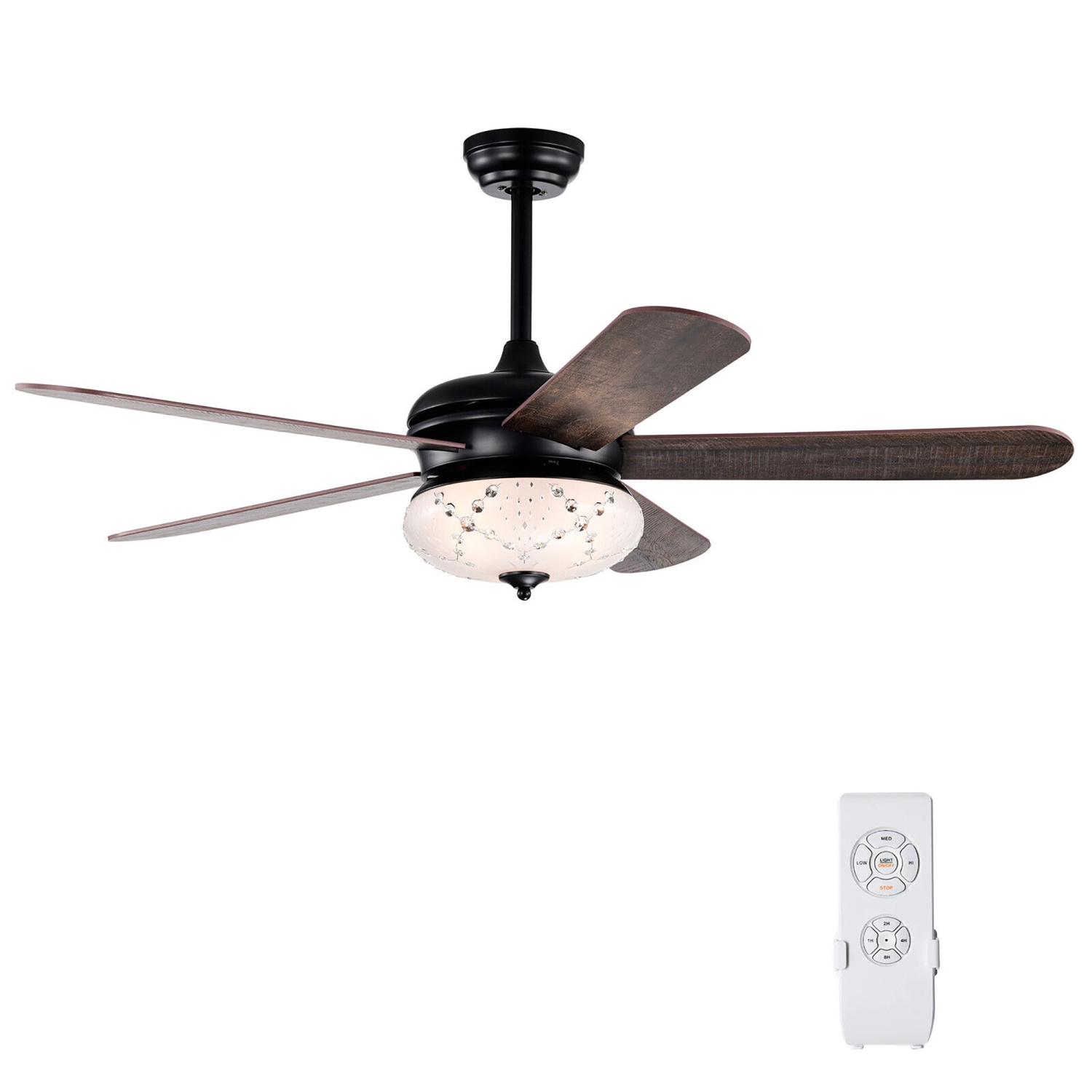 Gymax 52'' Retro Ceiling Fan w/ Remote Control 3 Wind Speeds & 5 Reversible Blades