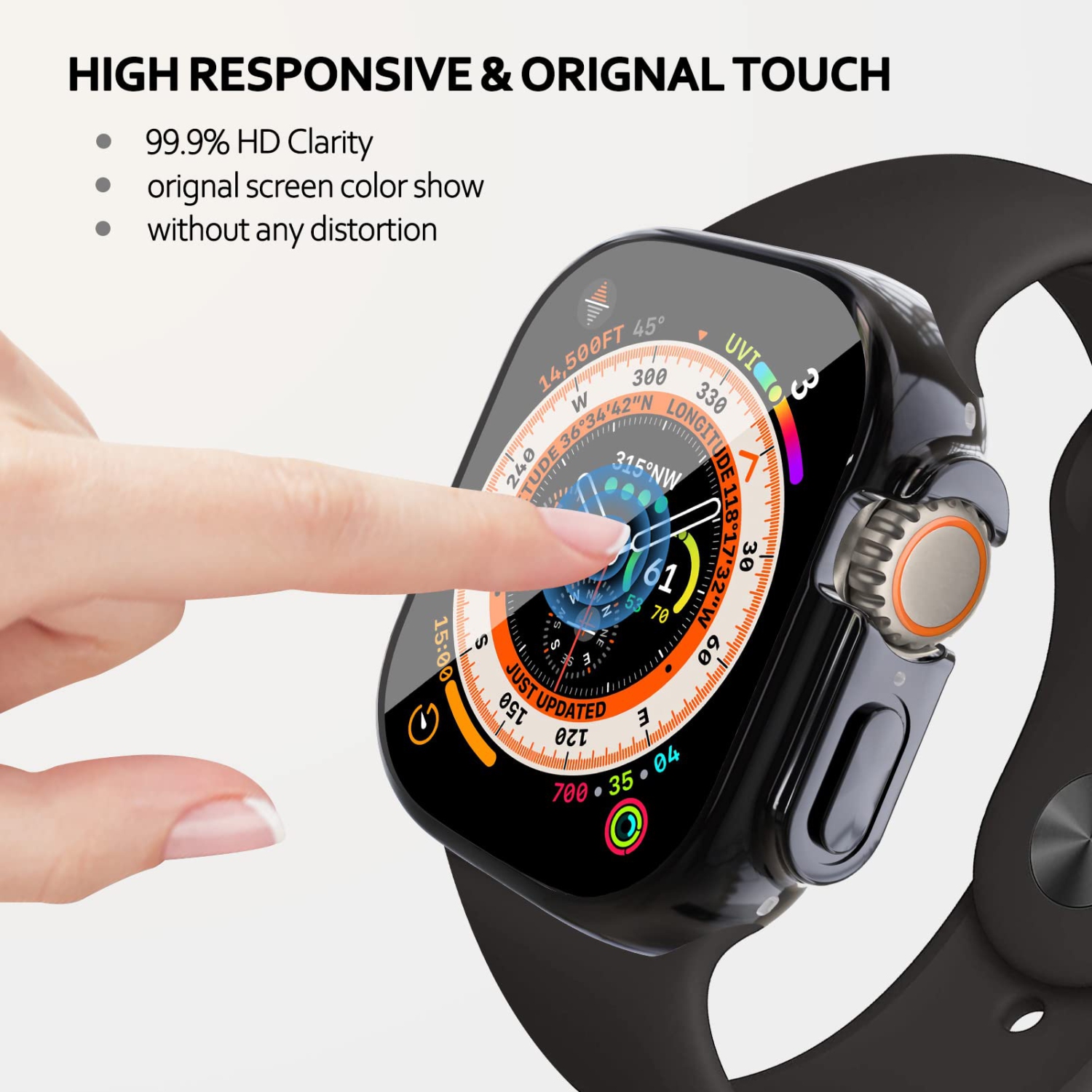 Étui souple en TPUR intégré compatible avec Apple Watch Ultra de 49 mm, ALMNVO Étuis ultraminces Accessoires avec protecteur d’écran, couvercle