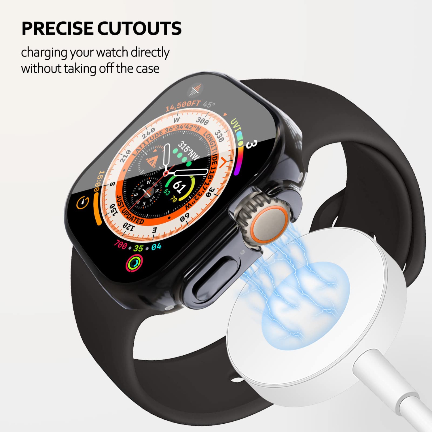 Étui souple en TPUR intégré compatible avec Apple Watch Ultra de 49 mm, ALMNVO Étuis ultraminces Accessoires avec protecteur d’écran, couvercle