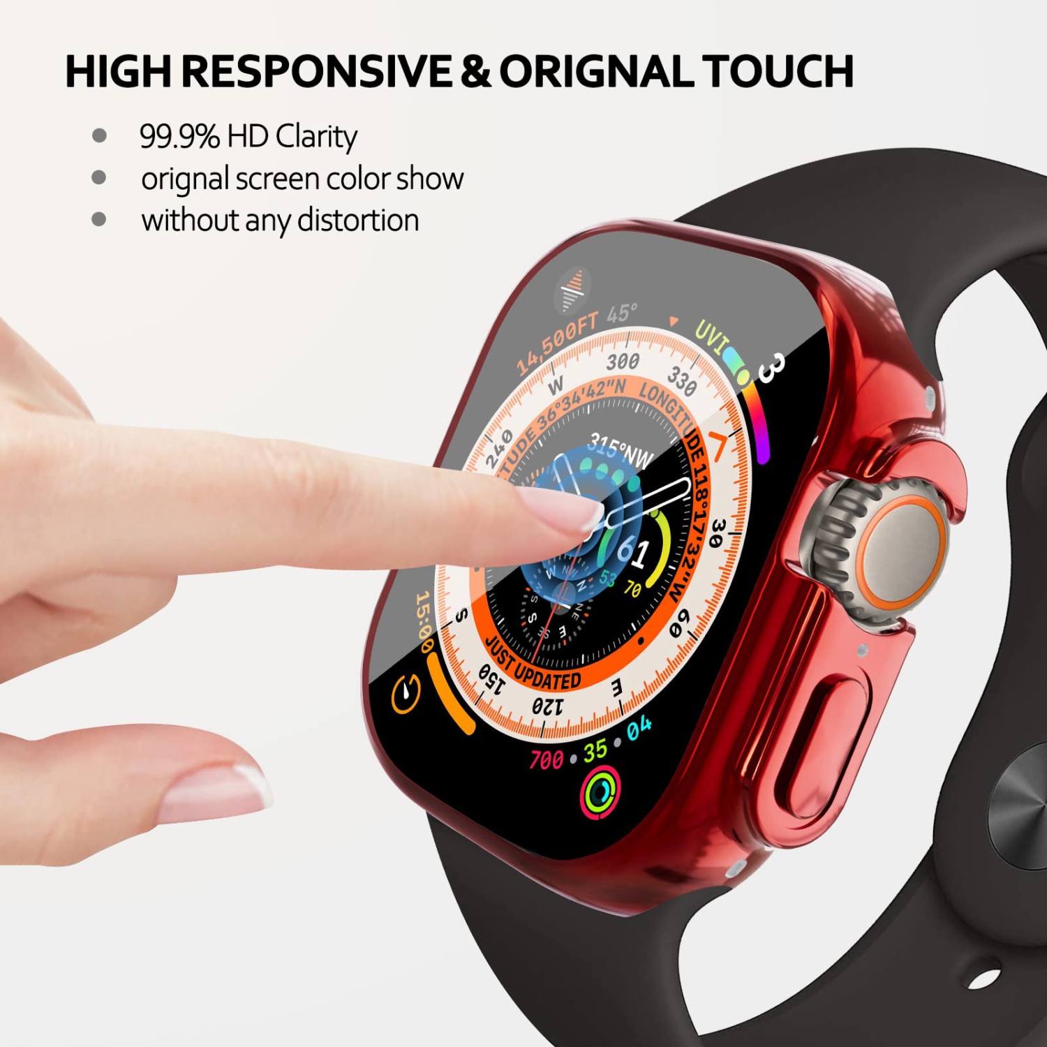 Étui souple en TPUR intégré compatible avec Apple Watch Ultra de 49 mm, ALMNVO Étuis ultraminces Accessoires avec protecteur d’écran, couvercle