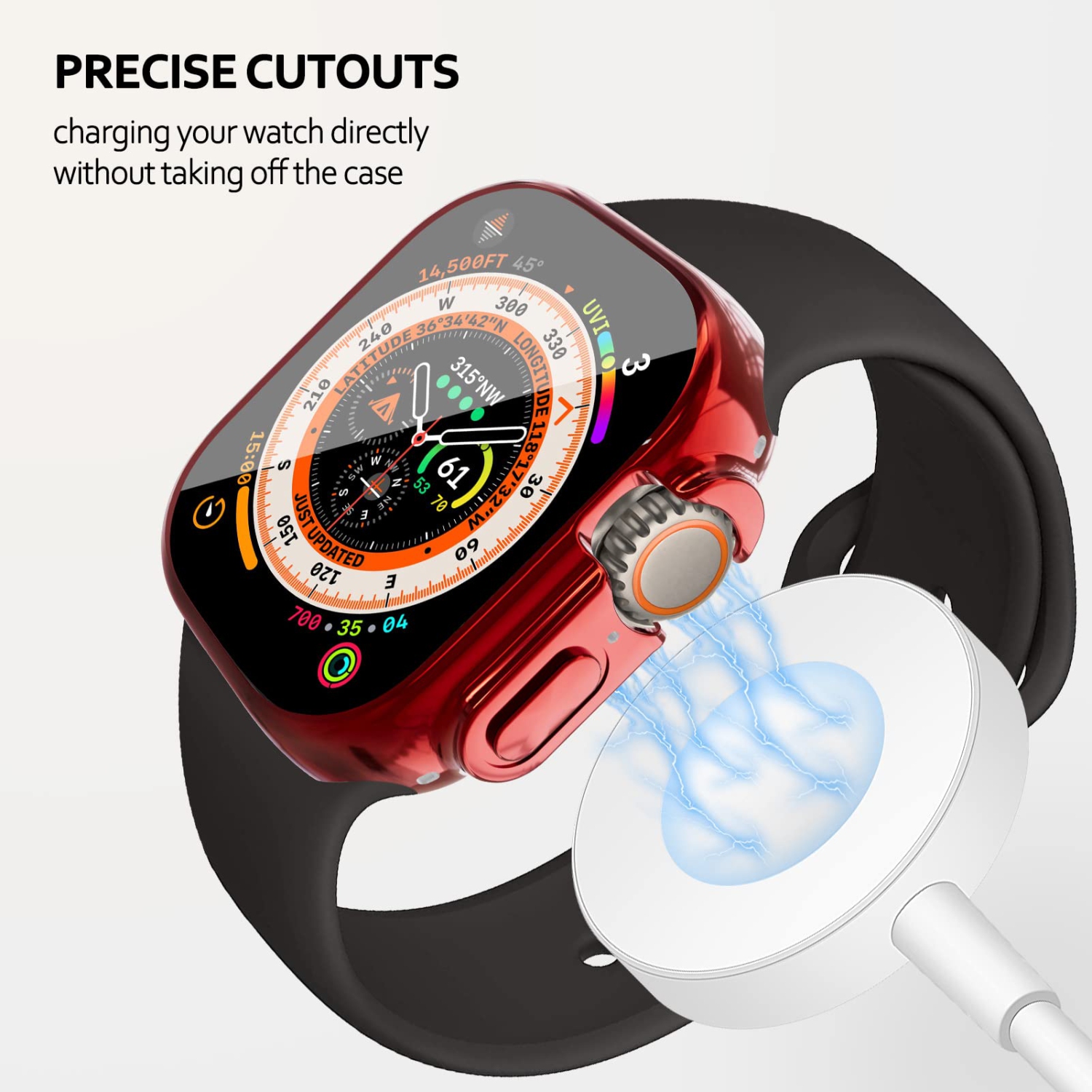 Étui souple en TPUR intégré compatible avec Apple Watch Ultra de 49 mm, ALMNVO Étuis ultraminces Accessoires avec protecteur d’écran, couvercle