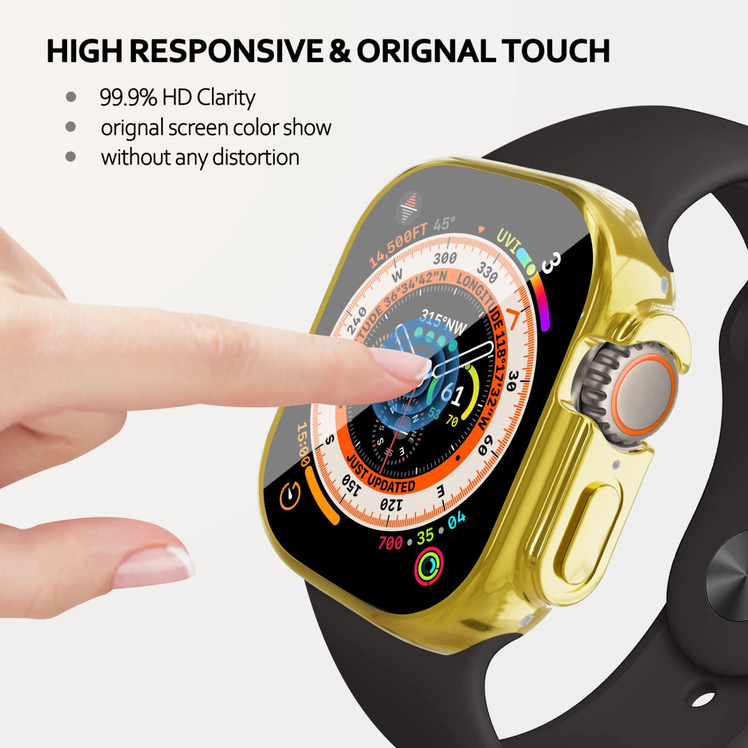 Étui souple en TPUR intégré compatible avec Apple Watch Ultra de 49 mm, ALMNVO Étuis ultraminces Accessoires avec protecteur d’écran, couvercle