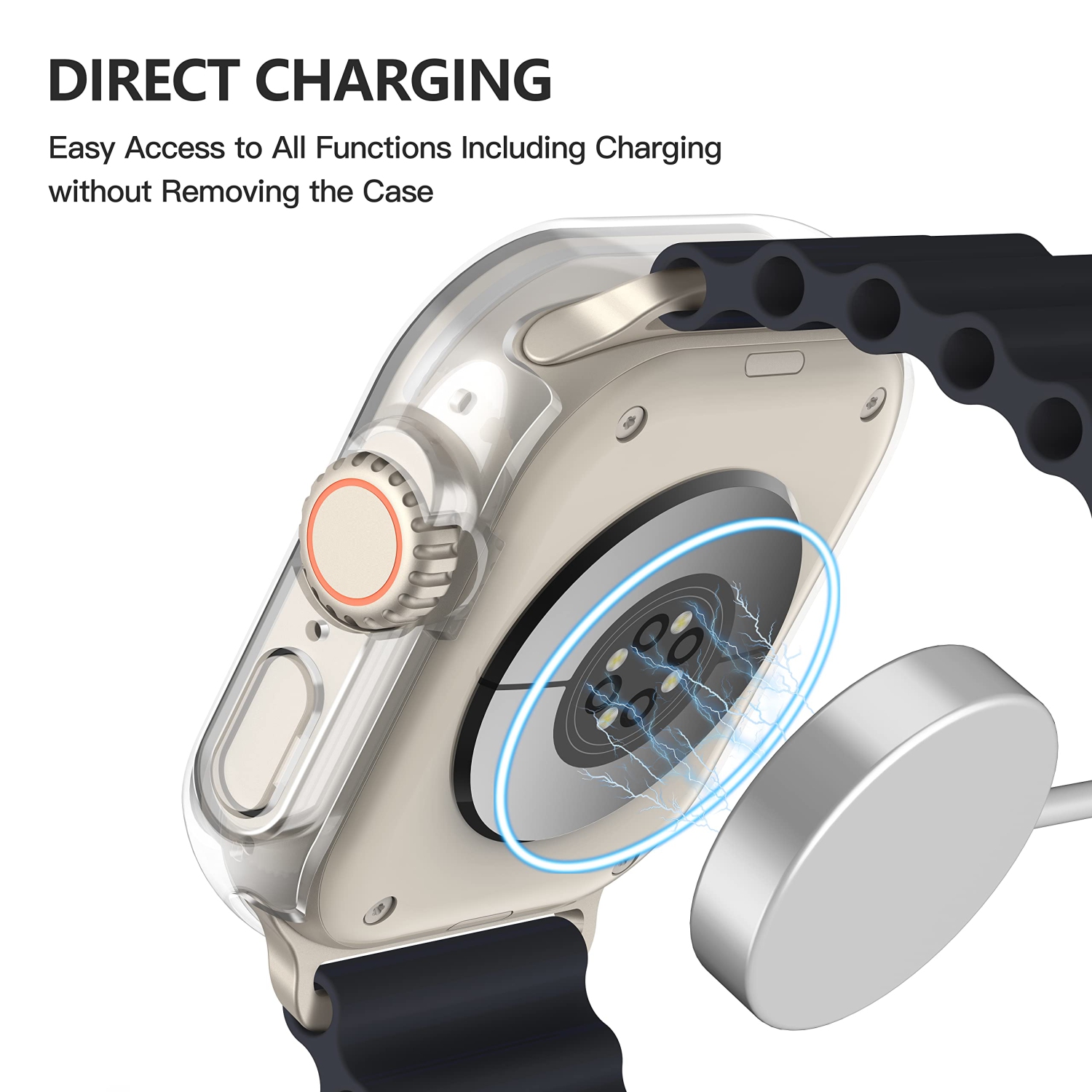 Ensemble de 2 étuis rigides transparents Langboom compatibles avec les Apple Watch Ultra 2022 de 49 mm avec protecteur d’écran en verre trempé,