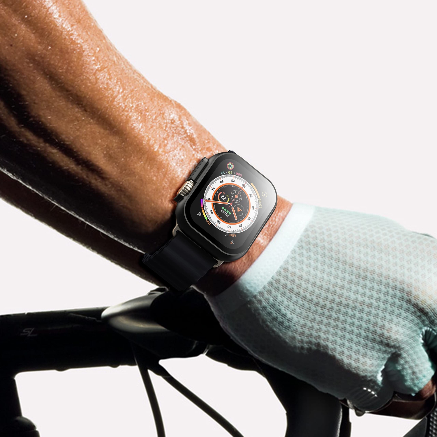 Paquet de 2 étuis rigides noir Langboom compatible avec la Apple Watch Ultra 2022 de 49 mm avec protecteur d’écran en verre trempé, protecteur