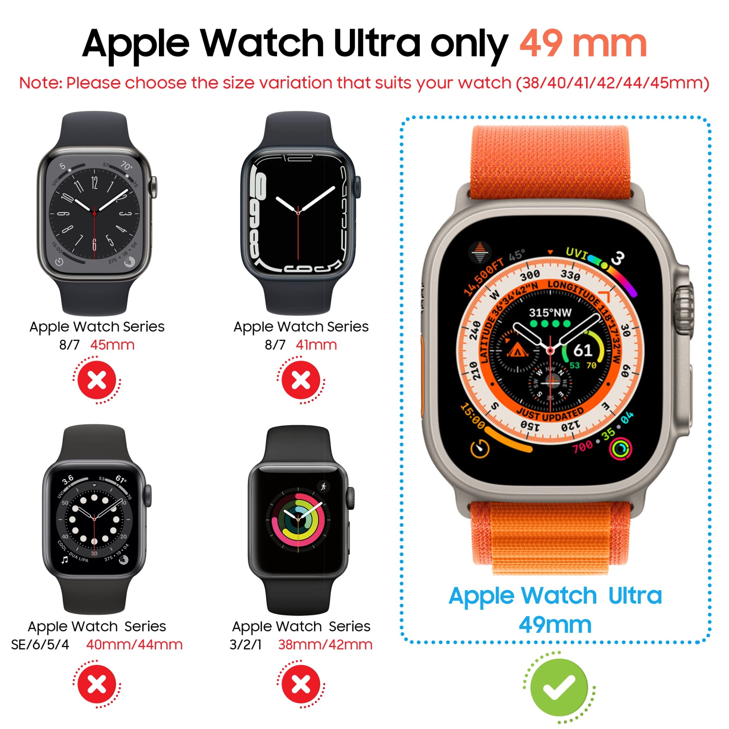 Diruite – Paquet de 2 protecteurs d’écran intégral pour Apple Watch Ultra de 49 mm PC, étui protecteur d’écran en verre trempé ultramince pour iWatch