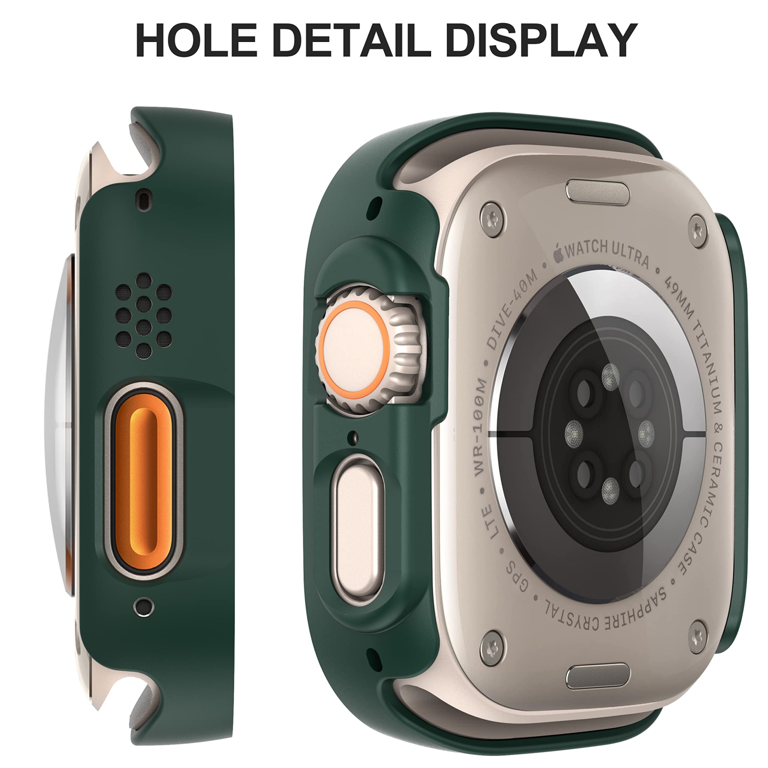 Diruite – Paquet de 2 protecteurs d’écran tout autour pour Apple Watch Ultra de 49 mm PC, étui protecteur d’écran en verre trempé ultramince pour