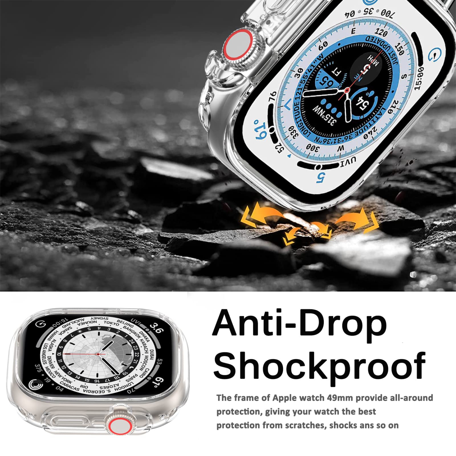 Paquet de 2 étuis sans protecteur d’écran de 49 mm pour Apple Watch Ultra de Miimall, TPU souple, léger, antichoc, tout autour de l’étui de