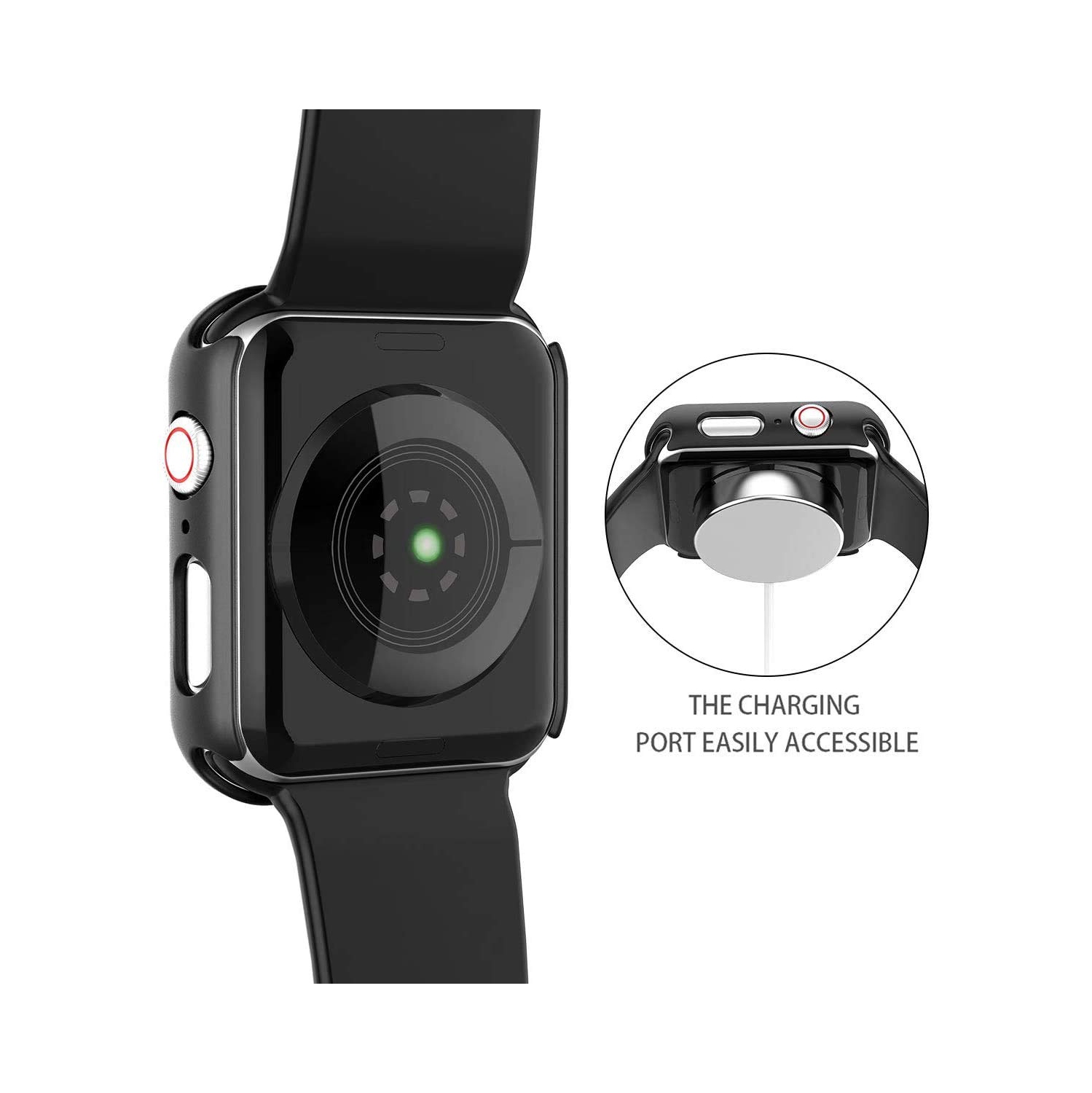 Paquet de 2 étuis rigides noir Langboom compatible avec les protecteurs 5 d’écran HD en verre trempé de 4 mm de la série 6 de Apple Watch SE, et avec