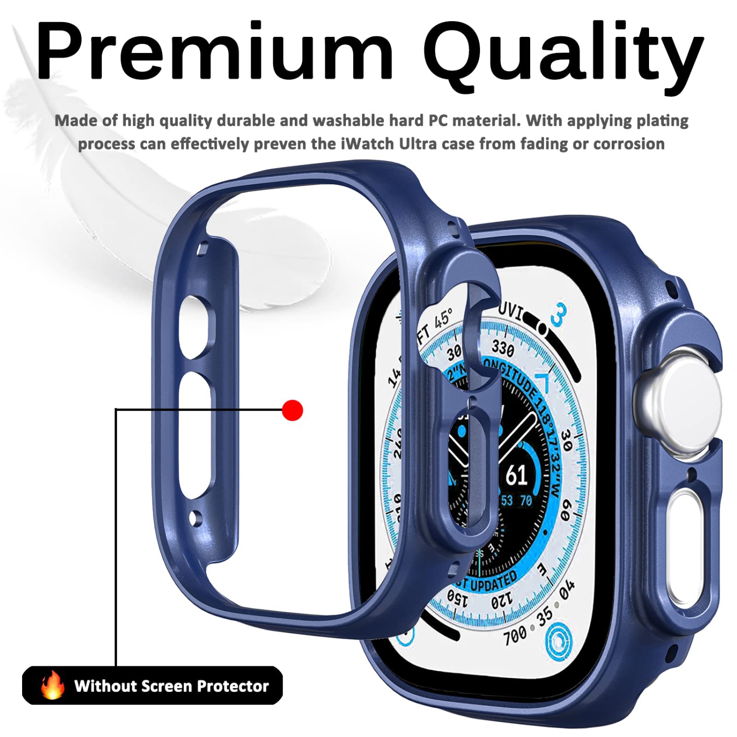 Miimall compatible avec l’étui pour Apple Watch Ultra 49 mm sans protecteur d’écran, étui protecteur rigide, antichoc, tout autour de l’étui pour