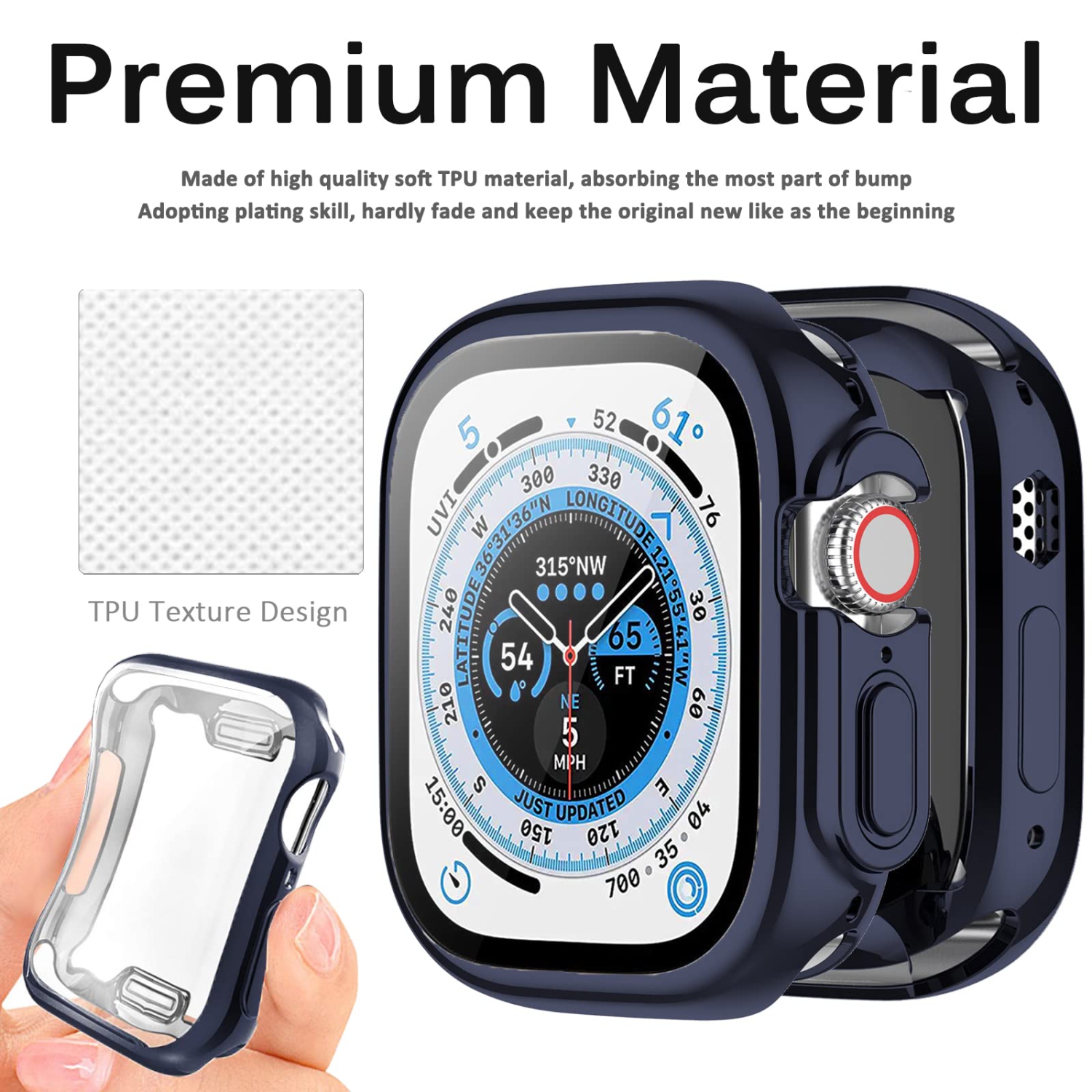 Miimall Compatible Apple Watch Ultra Case 49mm with Built-in Screen Protector, Soft Plated TPU Shockproof Scratch Resistant All-Around Protective