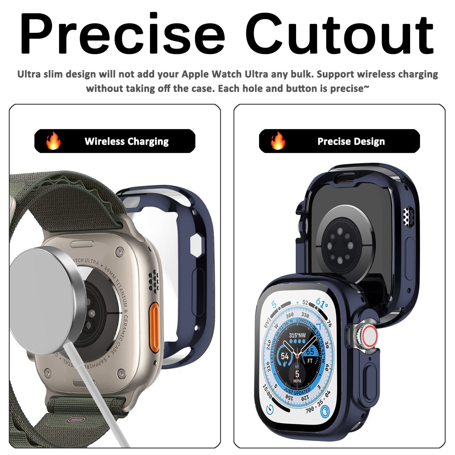 Miimall Compatible Apple Watch Ultra Case 49mm with Built-in Screen Protector, Soft Plated TPU Shockproof Scratch Resistant All-Around Protective