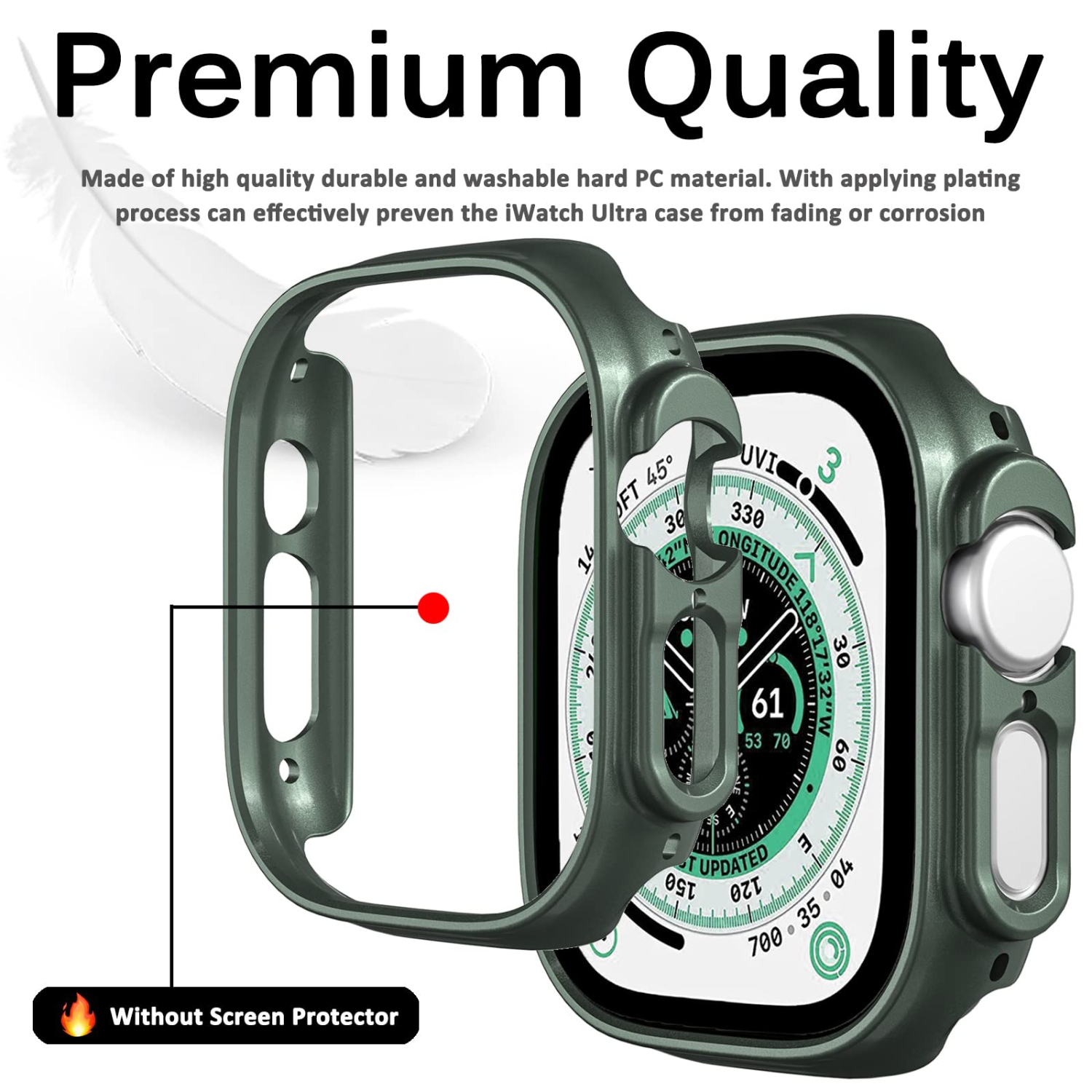 Miimall compatible avec l’étui pour Apple Watch Ultra 49 mm sans protecteur d’écran, étui protecteur rigide, antichoc, tout autour de l’étui pour