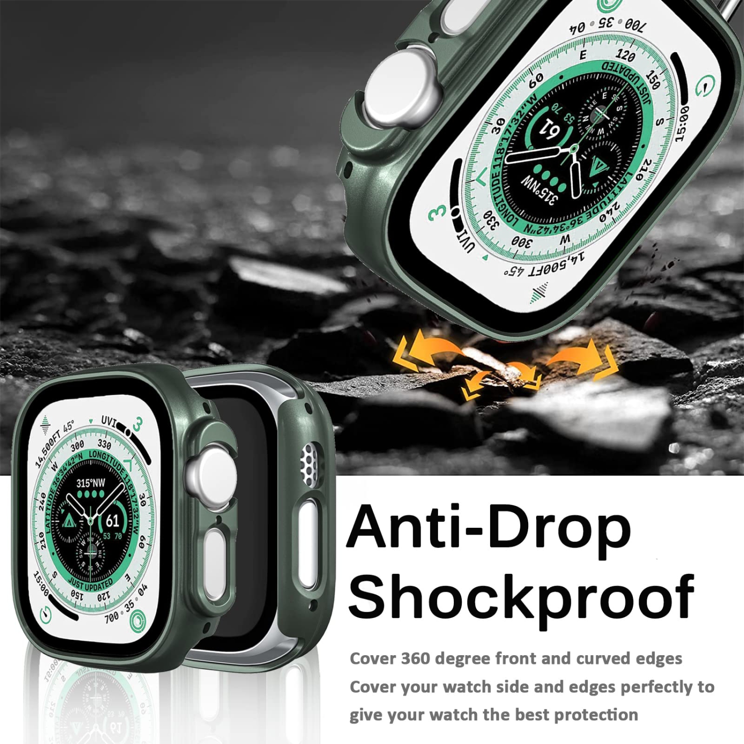 Miimall compatible avec l’étui pour Apple Watch Ultra 49 mm sans protecteur d’écran, étui protecteur rigide, antichoc, tout autour de l’étui pour