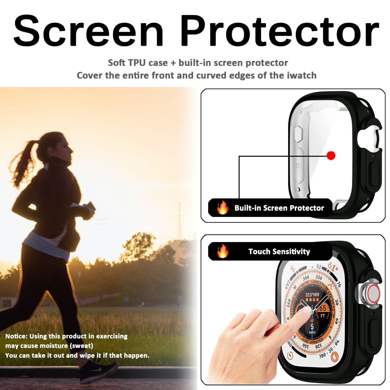 Miimall Compatible Apple Watch Ultra Case 49mm with Built-in Screen Protector, Soft Plated TPU Shockproof Scratch Resistant All-Around Protective