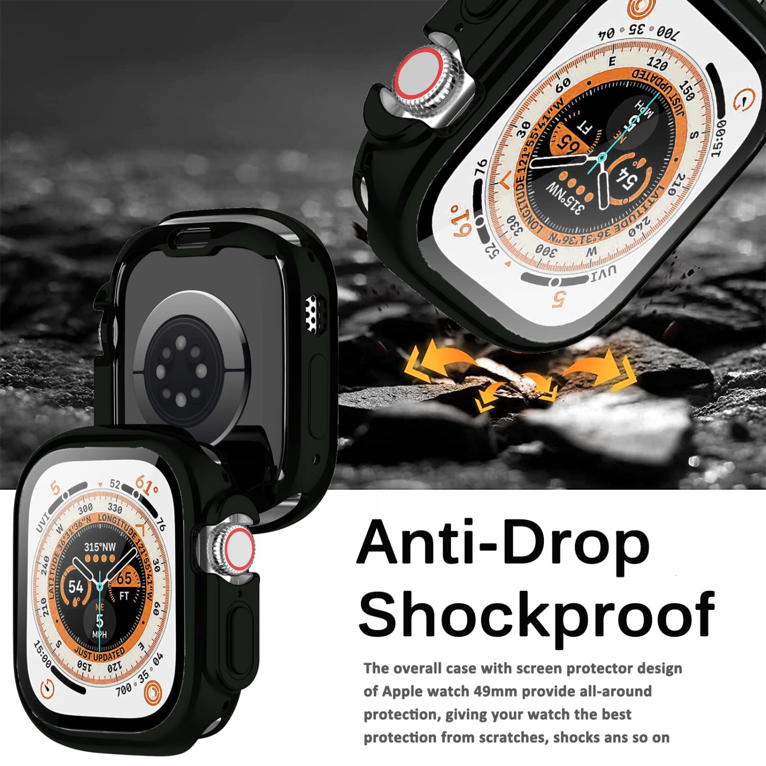 Miimall Compatible Apple Watch Ultra Case 49mm with Built-in Screen Protector, Soft Plated TPU Shockproof Scratch Resistant All-Around Protective