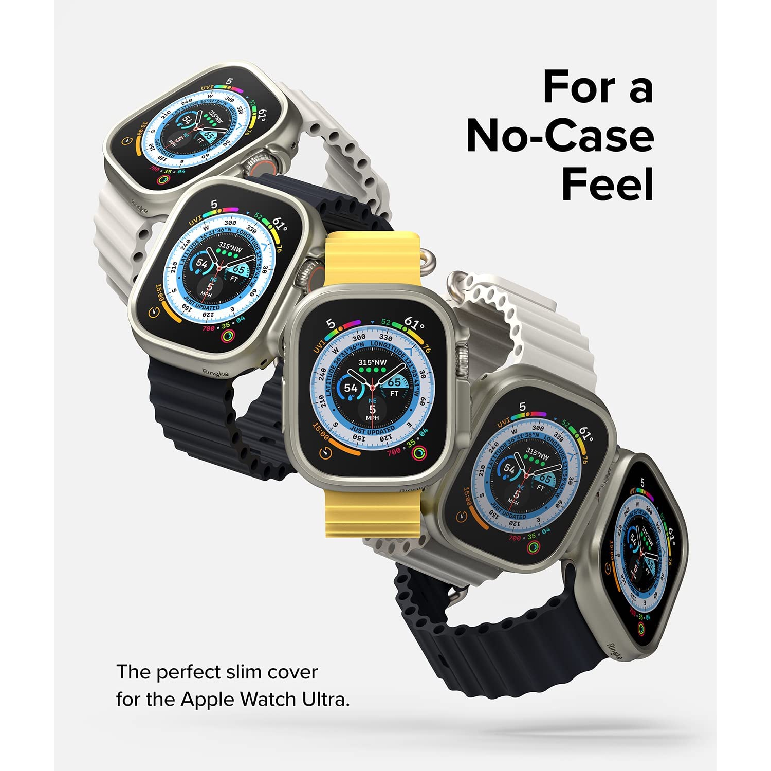 Ringke Slim Anti-Yellowing Material / 2 Pack Compatible with Apple Watch Ultra Case for Minimalist Yet Sturdy, Solid Transparent Cover + Extra Color