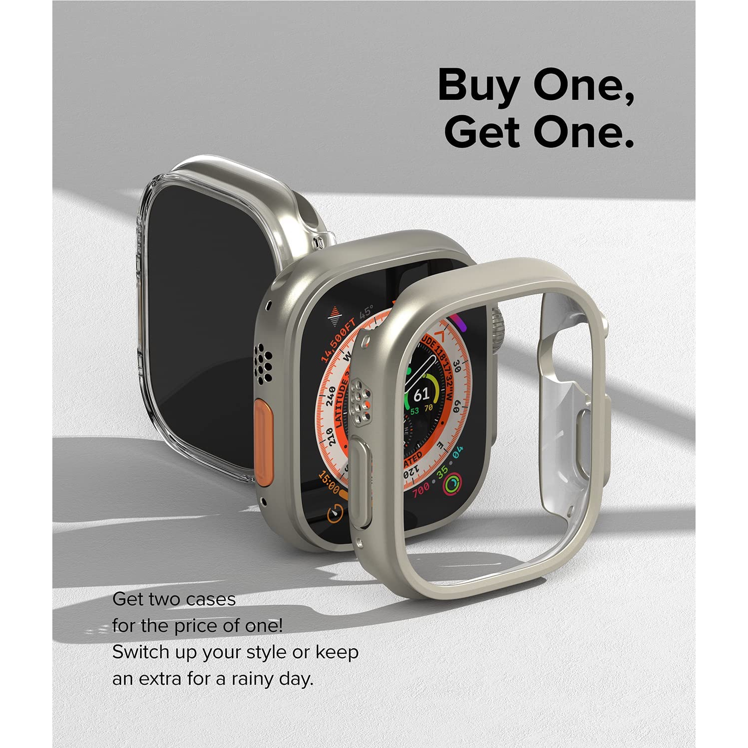 Ringke Slim Anti-Yellowing Material / 2 Pack Compatible with Apple Watch Ultra Case for Minimalist Yet Sturdy, Solid Transparent Cover + Extra Color