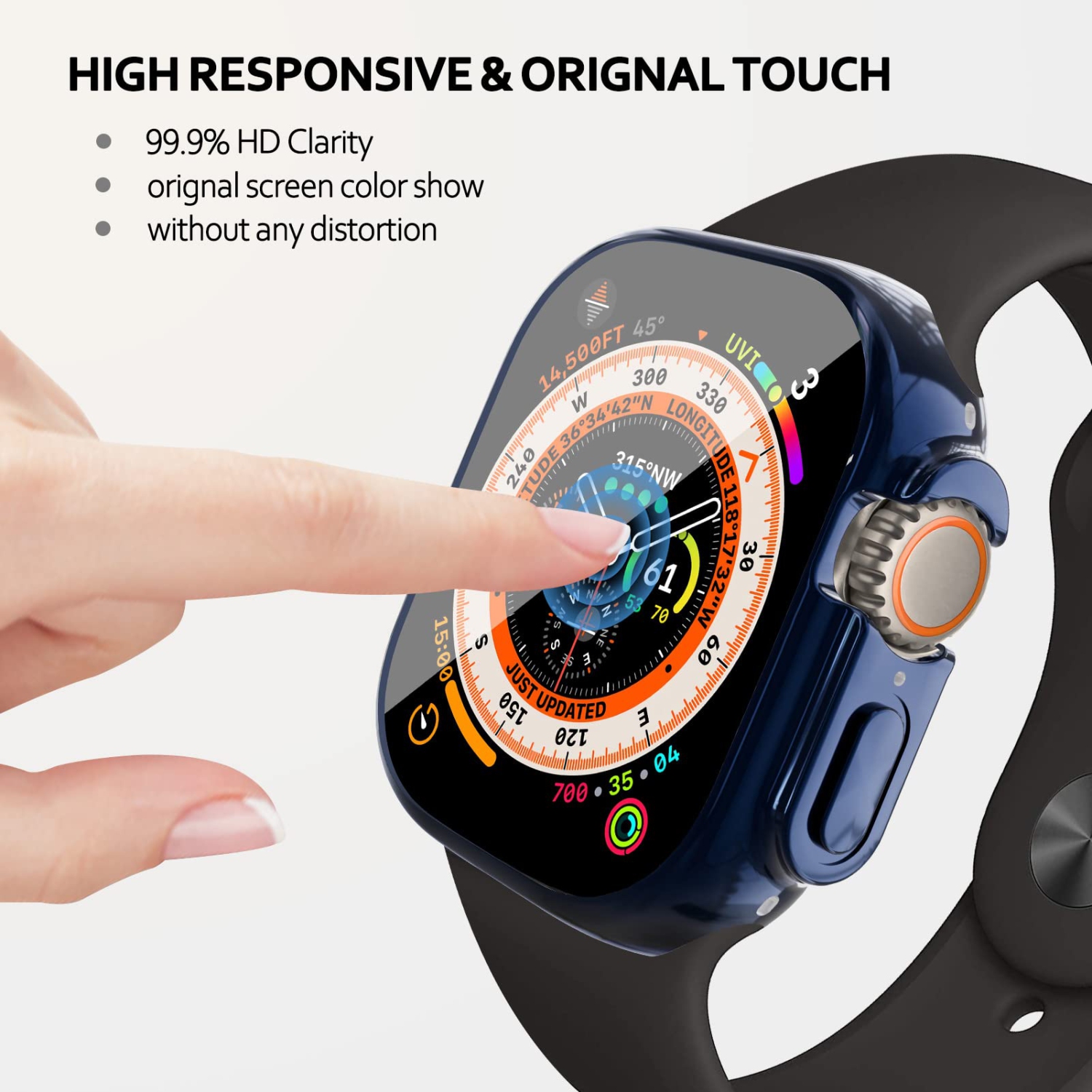 Étui souple en TPUR intégré compatible avec Apple Watch Ultra de 49 mm, ALMNVO Étuis ultraminces Accessoires avec protecteur d’écran, couvercle