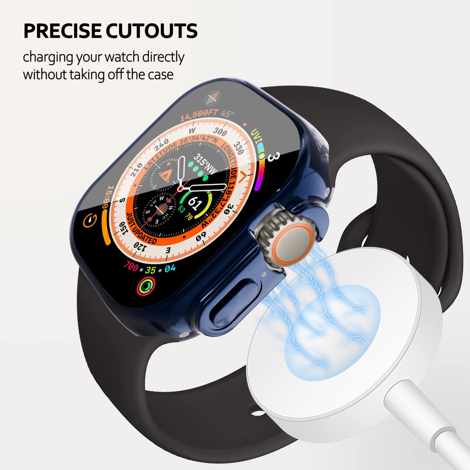 Étui souple en TPUR intégré compatible avec Apple Watch Ultra de 49 mm, ALMNVO Étuis ultraminces Accessoires avec protecteur d’écran, couvercle