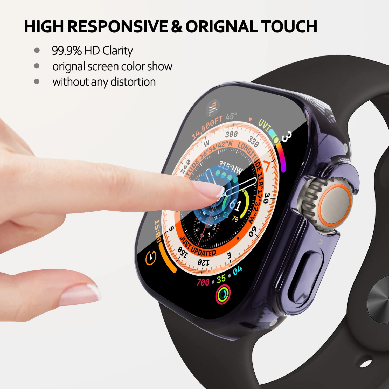 Étui souple en TPUR intégré compatible avec Apple Watch Ultra de 49 mm, ALMNVO Étuis ultraminces Accessoires avec protecteur d’écran, couvercle