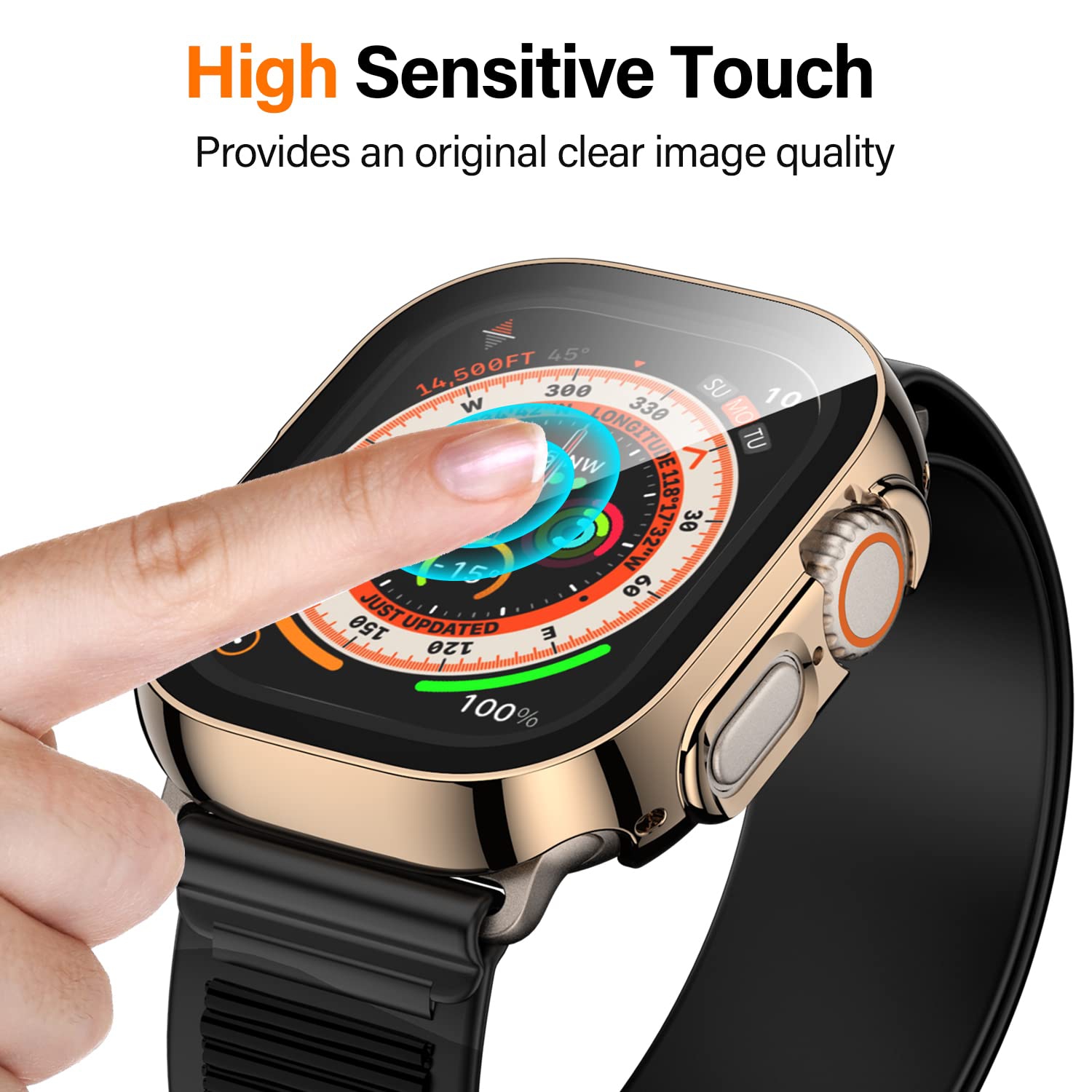 Ensemble de 2 étuis antichoc Amizee pour Apple Watch Ultra de 49 mm avec protecteur d’écran intégré, protecteur d’écran ultramince à bord droit pour