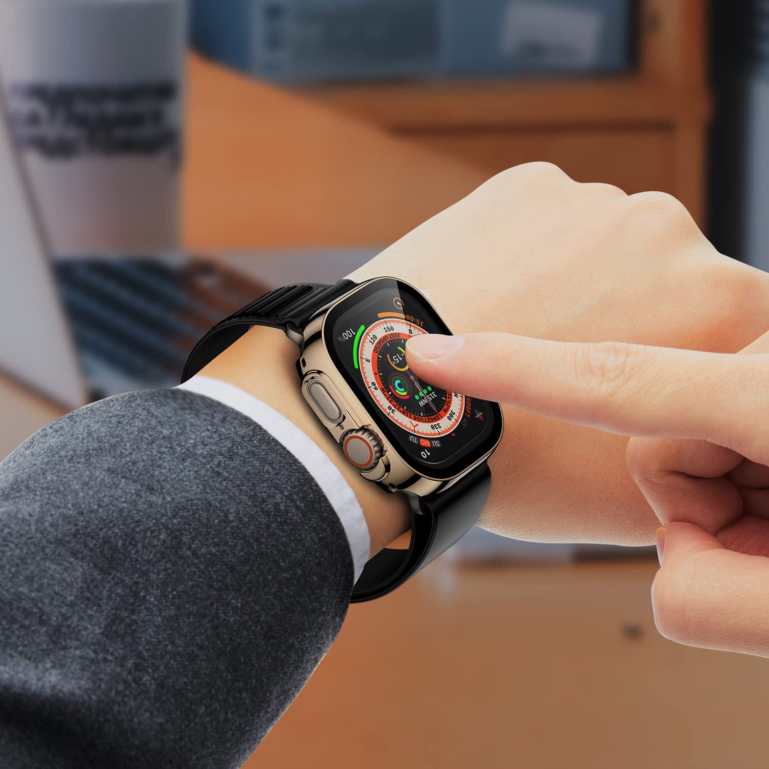 Ensemble de 2 étuis antichoc Amizee pour Apple Watch Ultra de 49 mm avec protecteur d’écran intégré, protecteur d’écran ultramince à bord droit pour