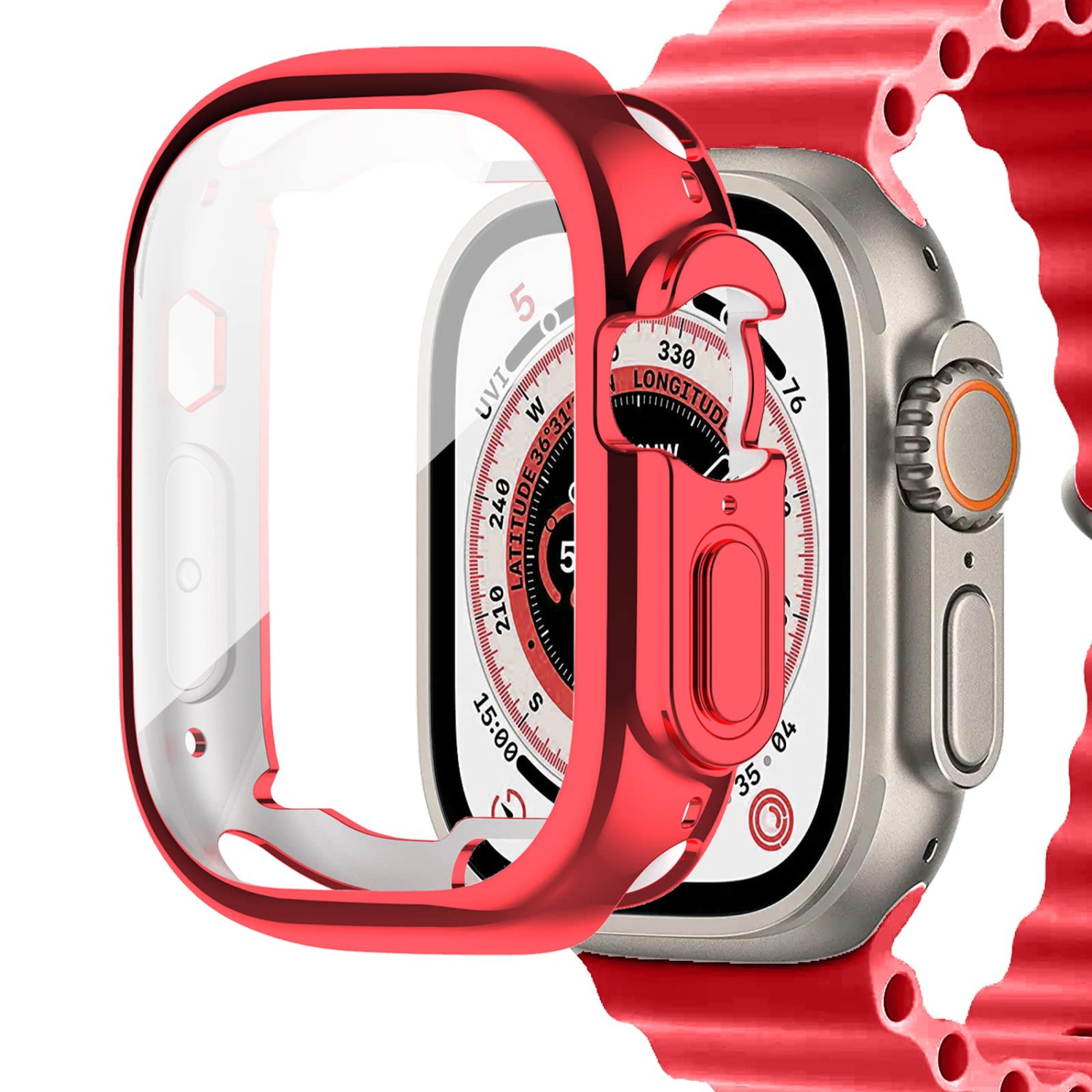 Miimall Compatible Apple Watch Ultra 49mm Case with Built-in Screen Protector, Soft Plated TPU Shockproof Scratch Resistant All-Around Protective