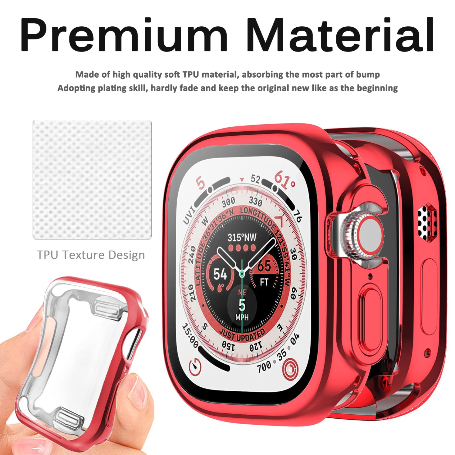 Miimall Compatible Apple Watch Ultra 49mm Case with Built-in Screen Protector, Soft Plated TPU Shockproof Scratch Resistant All-Around Protective