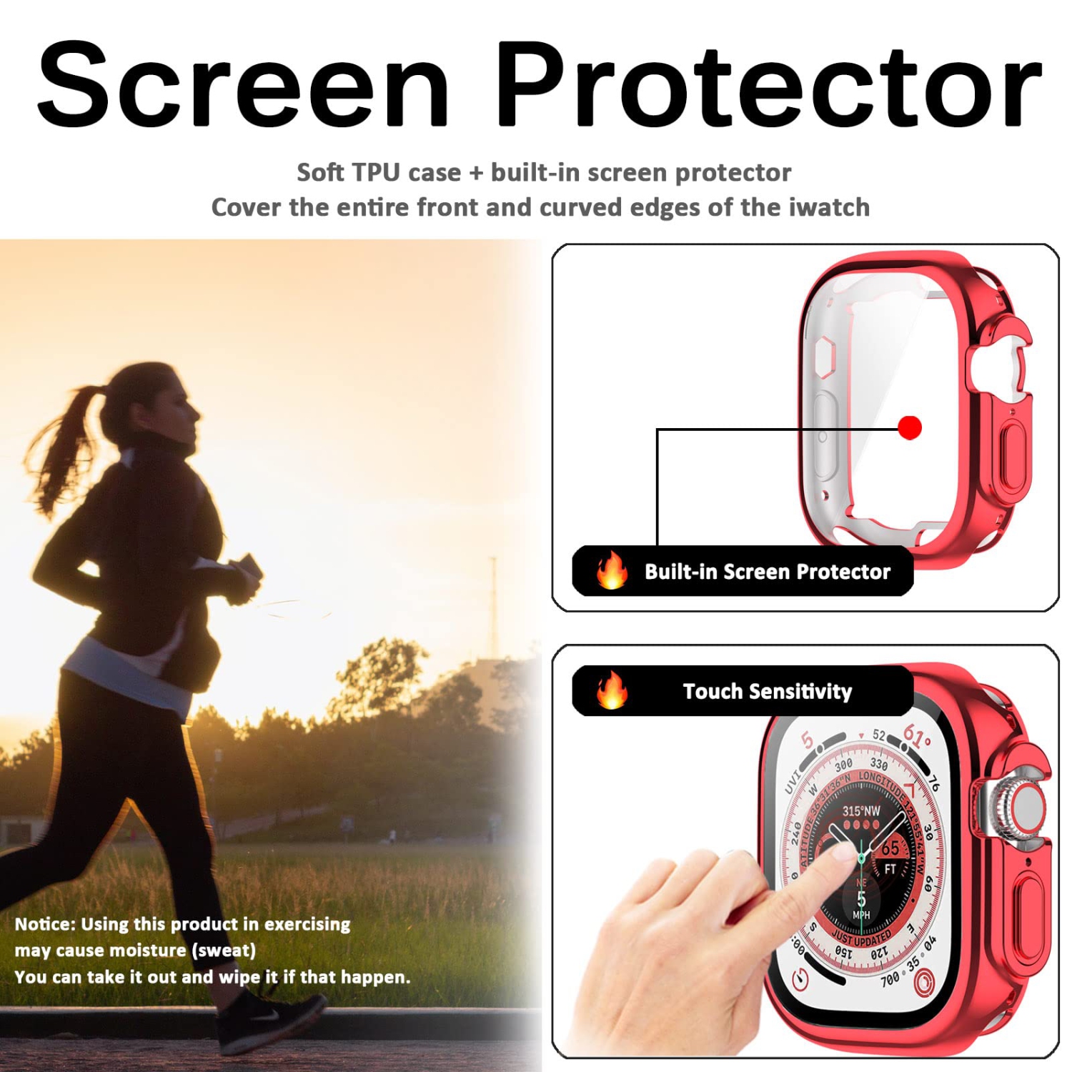 Miimall Compatible Apple Watch Ultra 49mm Case with Built-in Screen Protector, Soft Plated TPU Shockproof Scratch Resistant All-Around Protective
