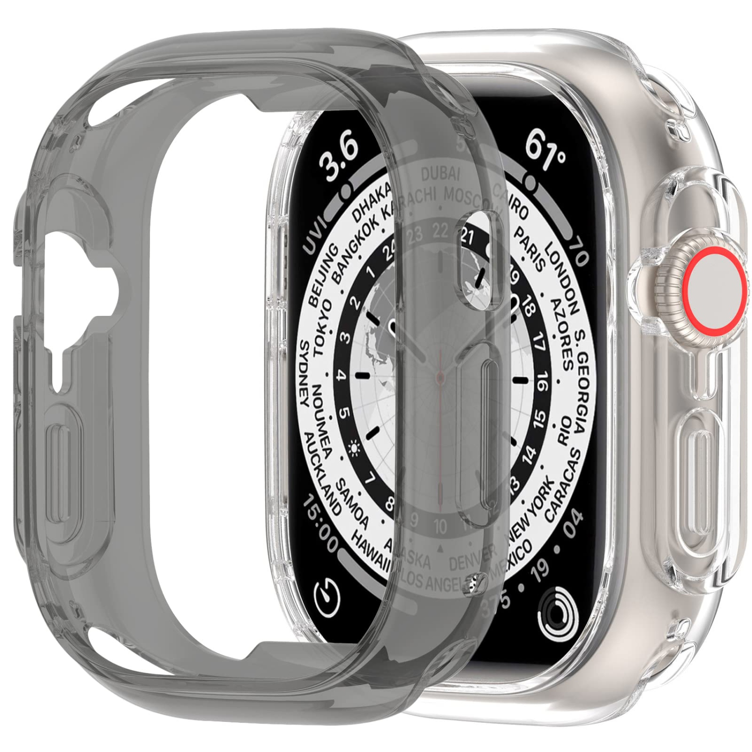 Paquet de 2 étuis sans protecteur d’écran de 49 mm pour Apple Watch Ultra de Miimall, TPU souple, léger, antichoc, tout autour de l’étui de