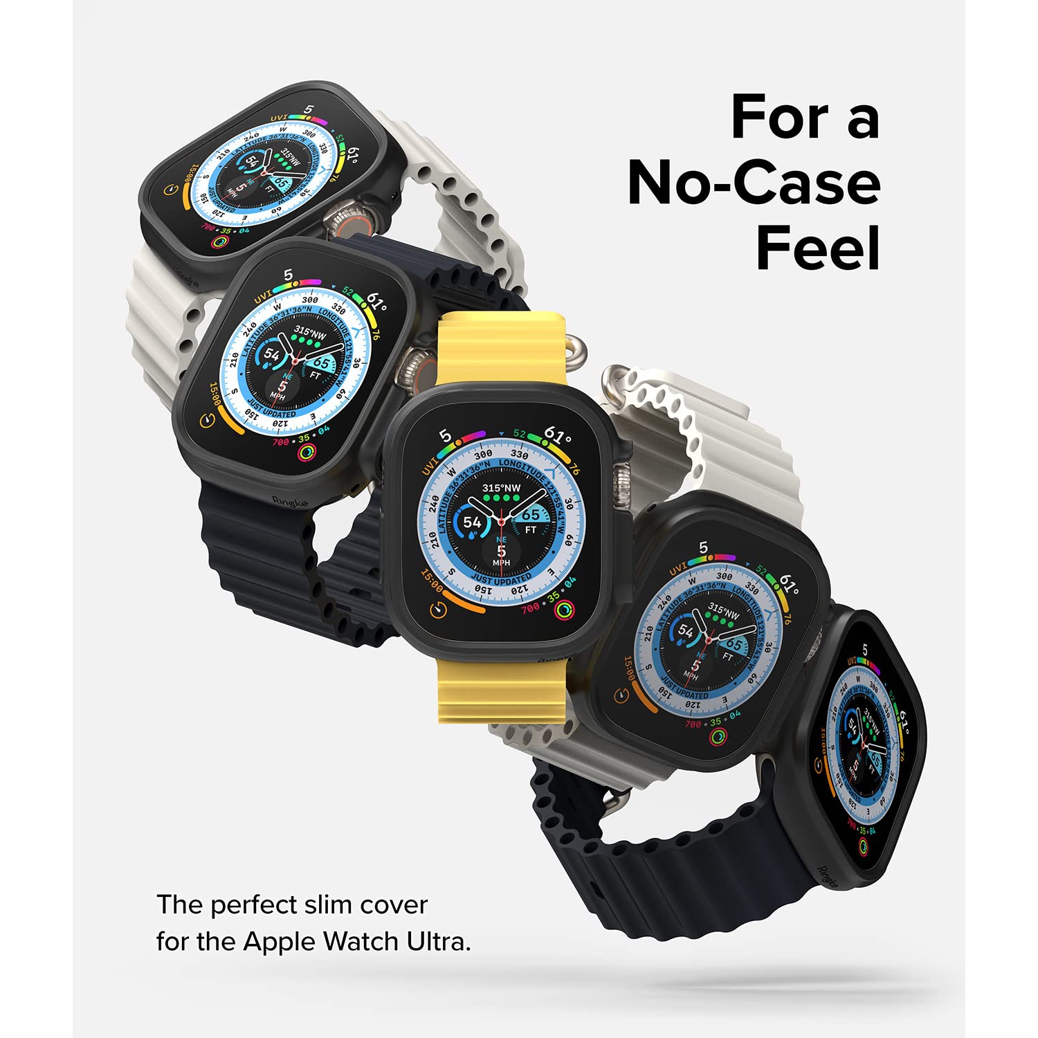 Ringke Slim Anti-Yellowing Material / 2 Pack Compatible with Apple Watch Ultra Case for Minimalist Yet Sturdy, Solid Transparent Cover + Extra Color